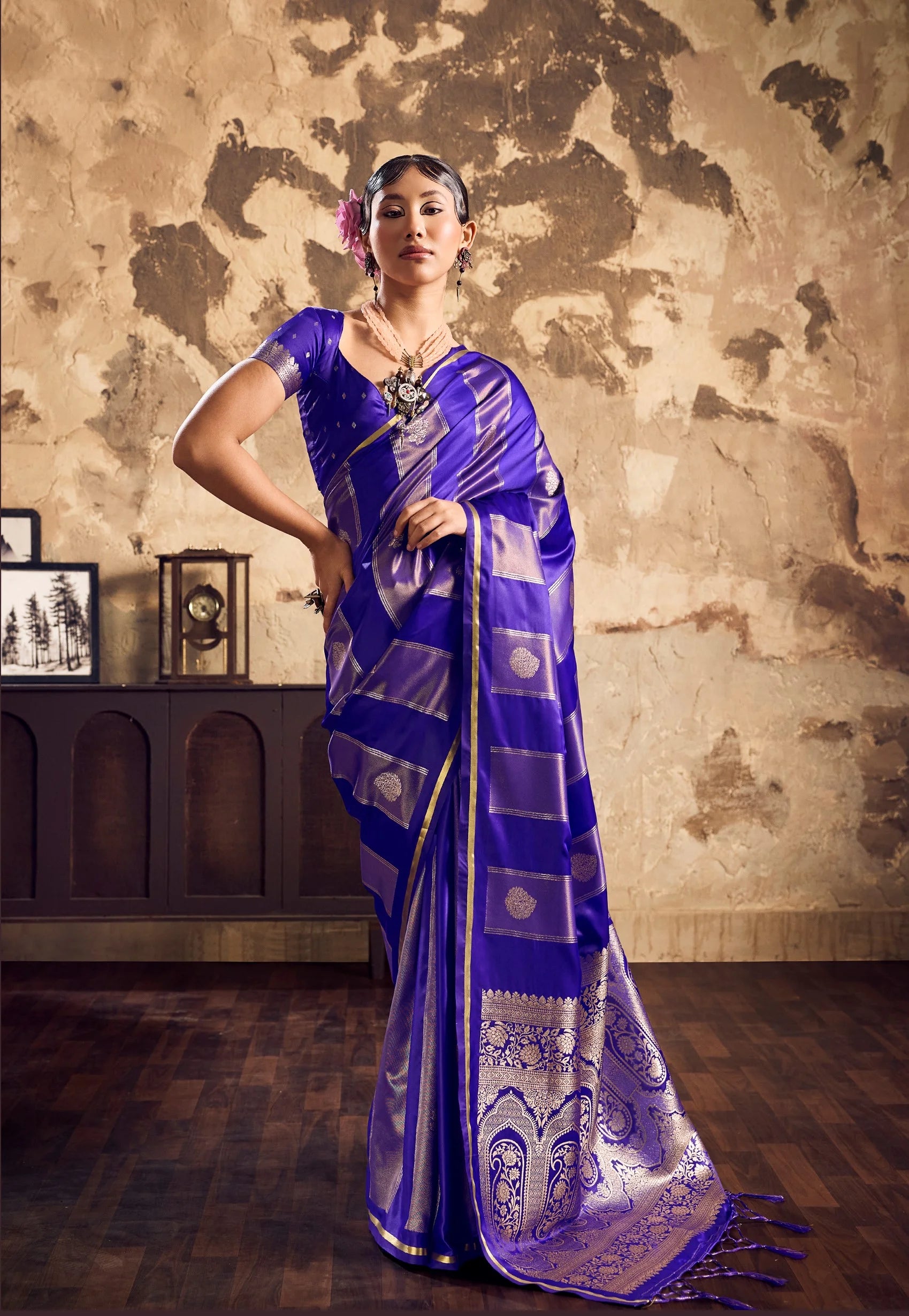 Satin Dual Tone Festival Wear With Weaving Work