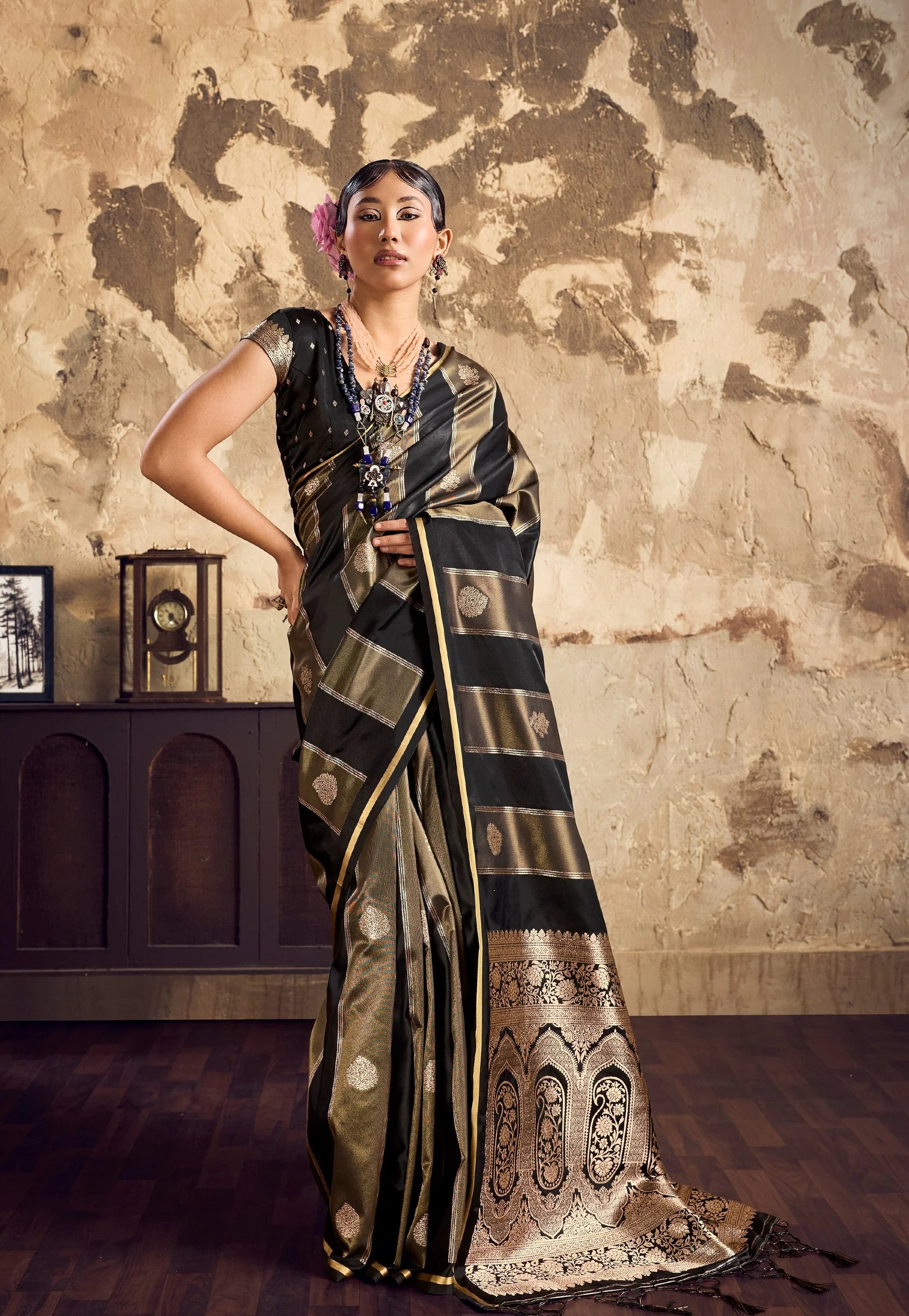 Satin Dual Tone Festival Wear With Weaving Work