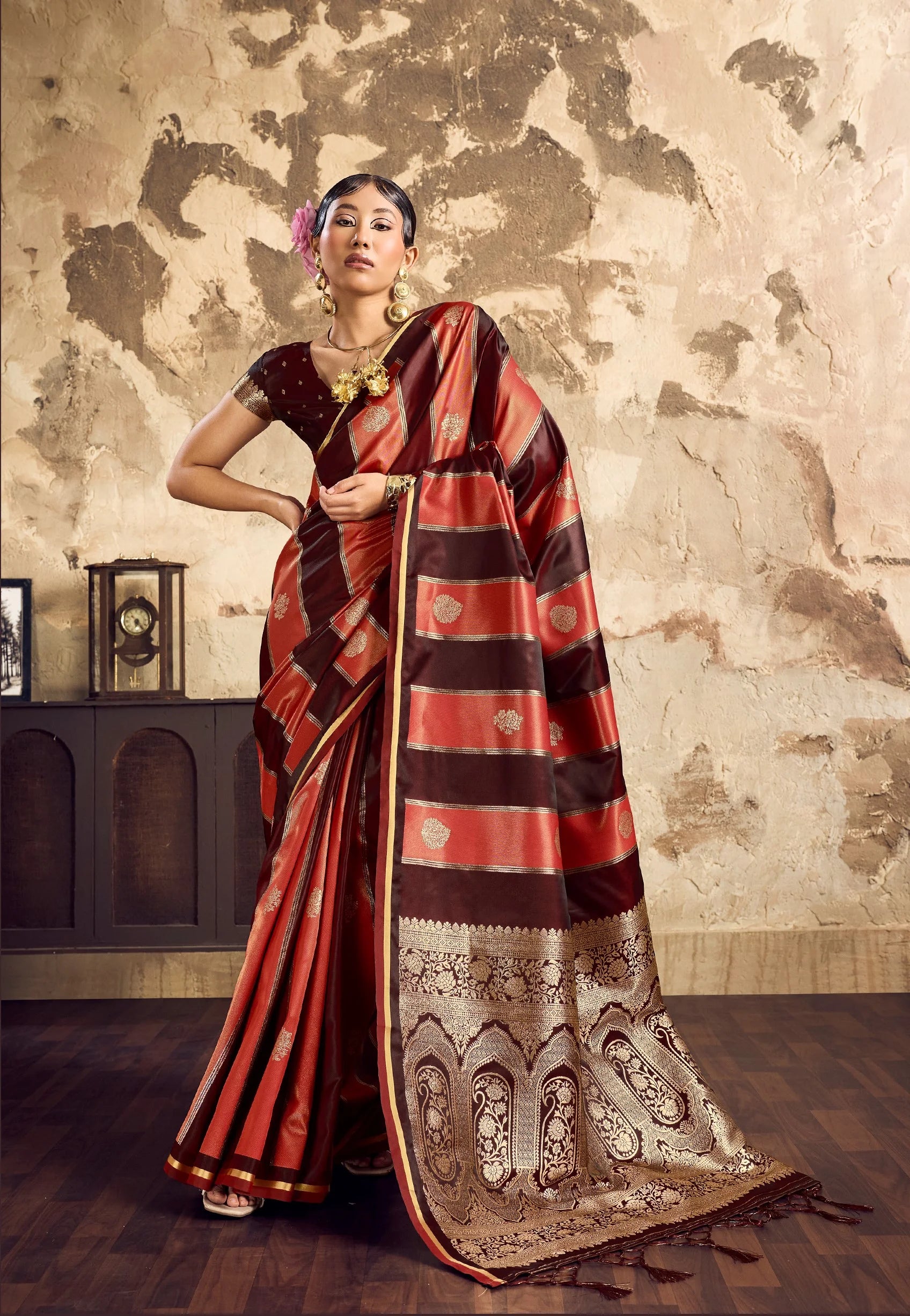 Satin Dual Tone Festival Wear With Weaving Work