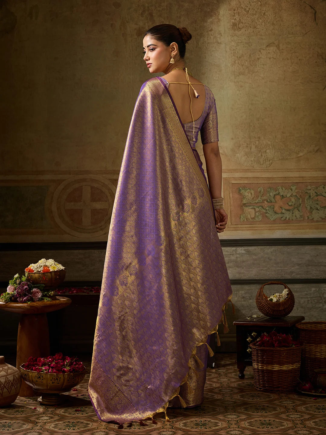 Kanchivaram Silk Festival Wear Magenta With Weaving Work
