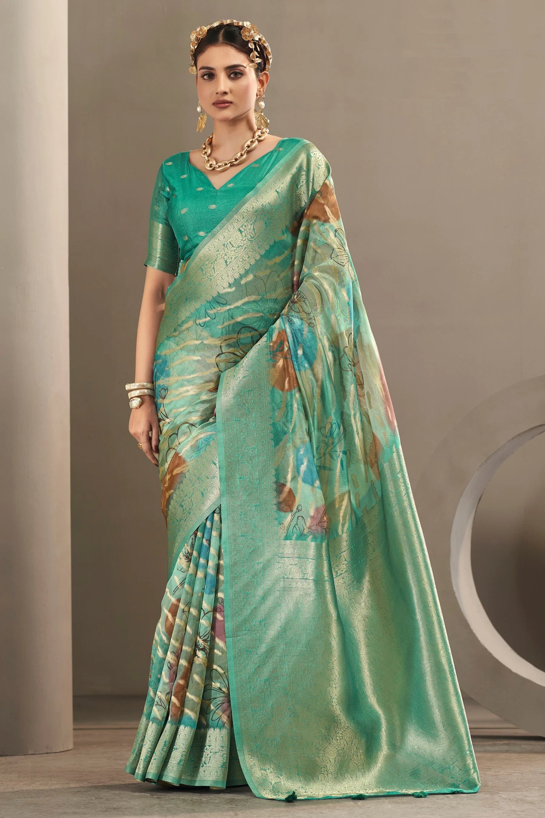 Vellora Polyester Blend Festival Wear With Weaving Work