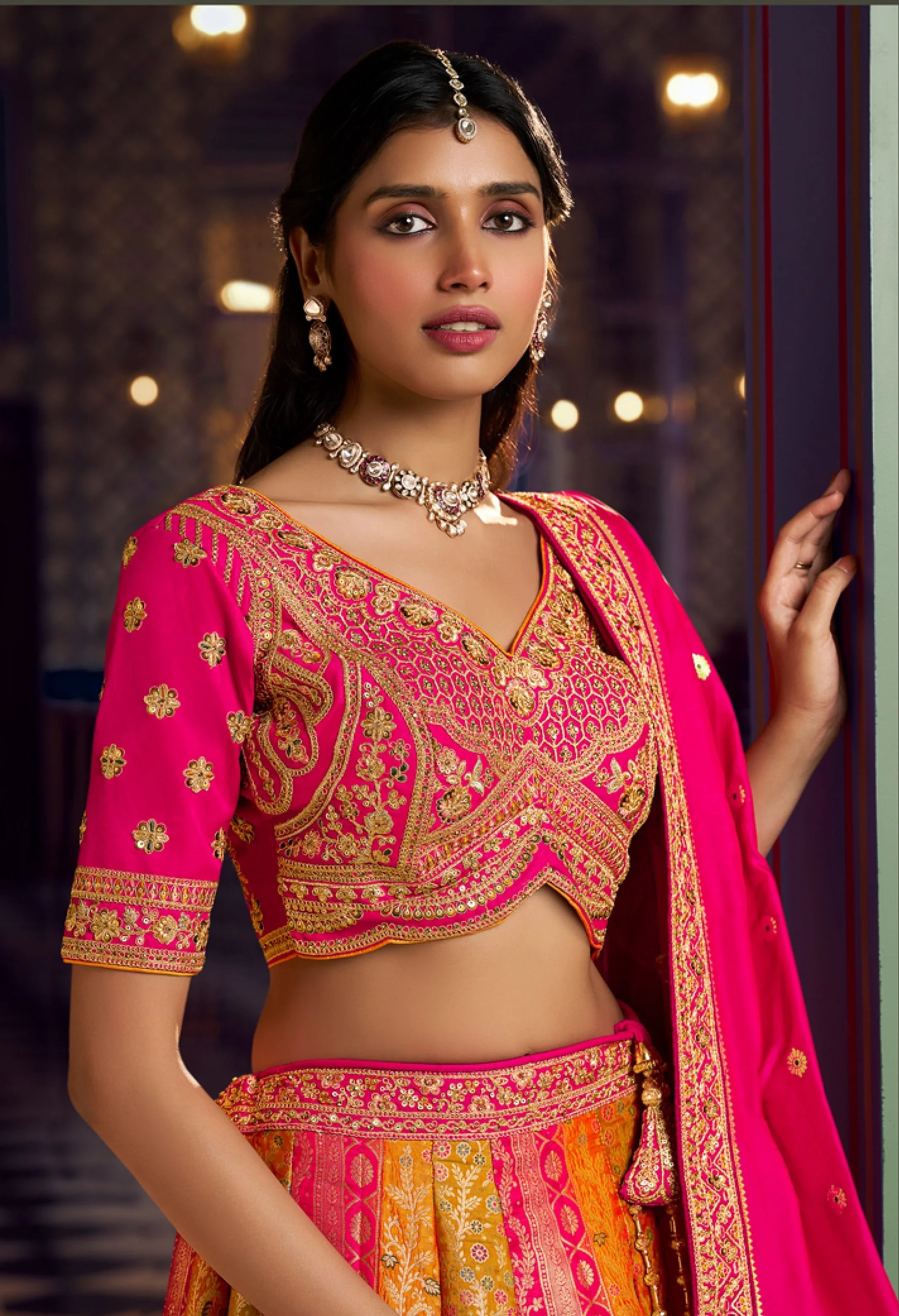 Banarasi Silk Wedding Wear Mustard With Embroidery Work