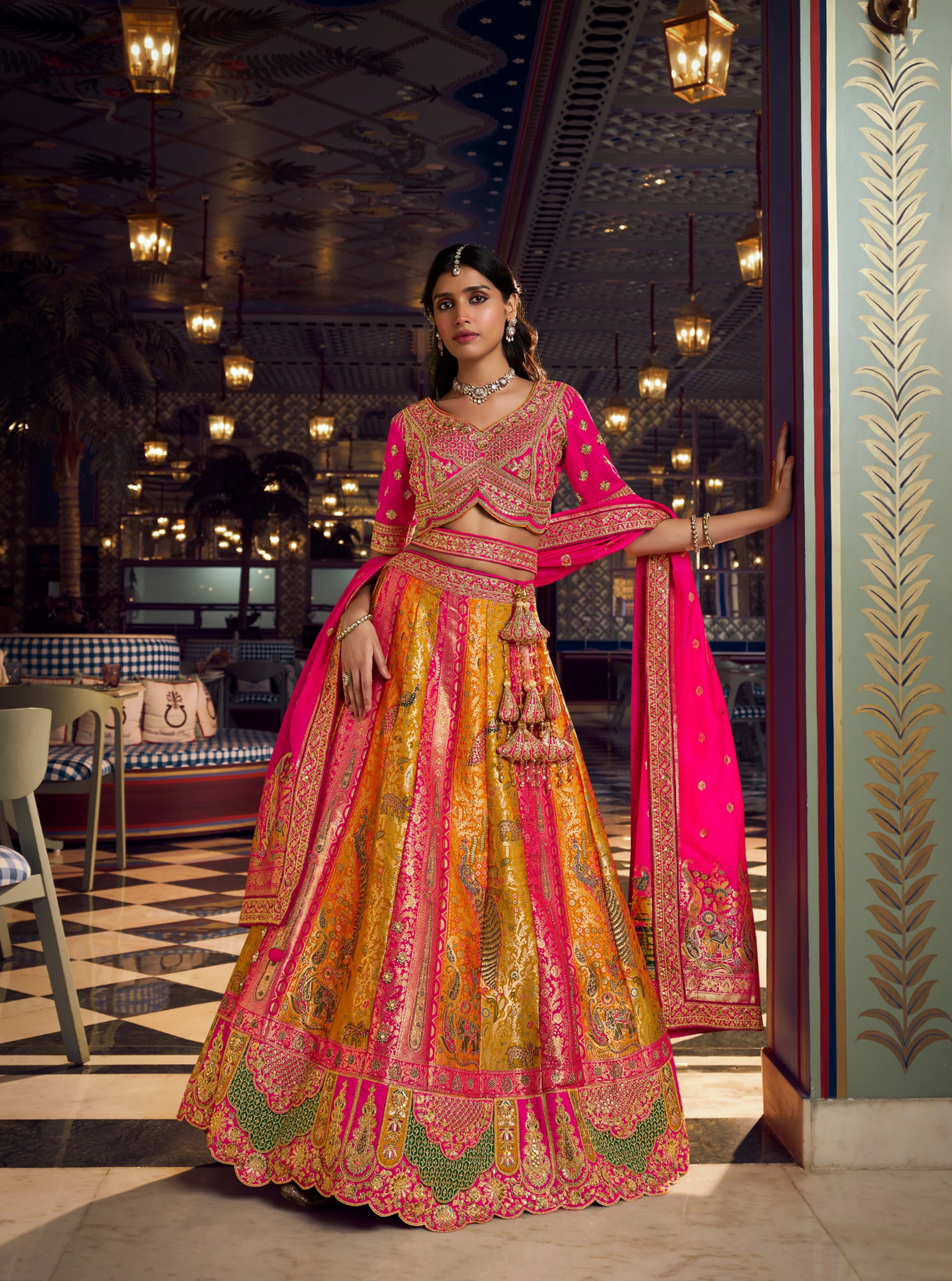 Banarasi Silk Wedding Wear Mustard With Embroidery Work
