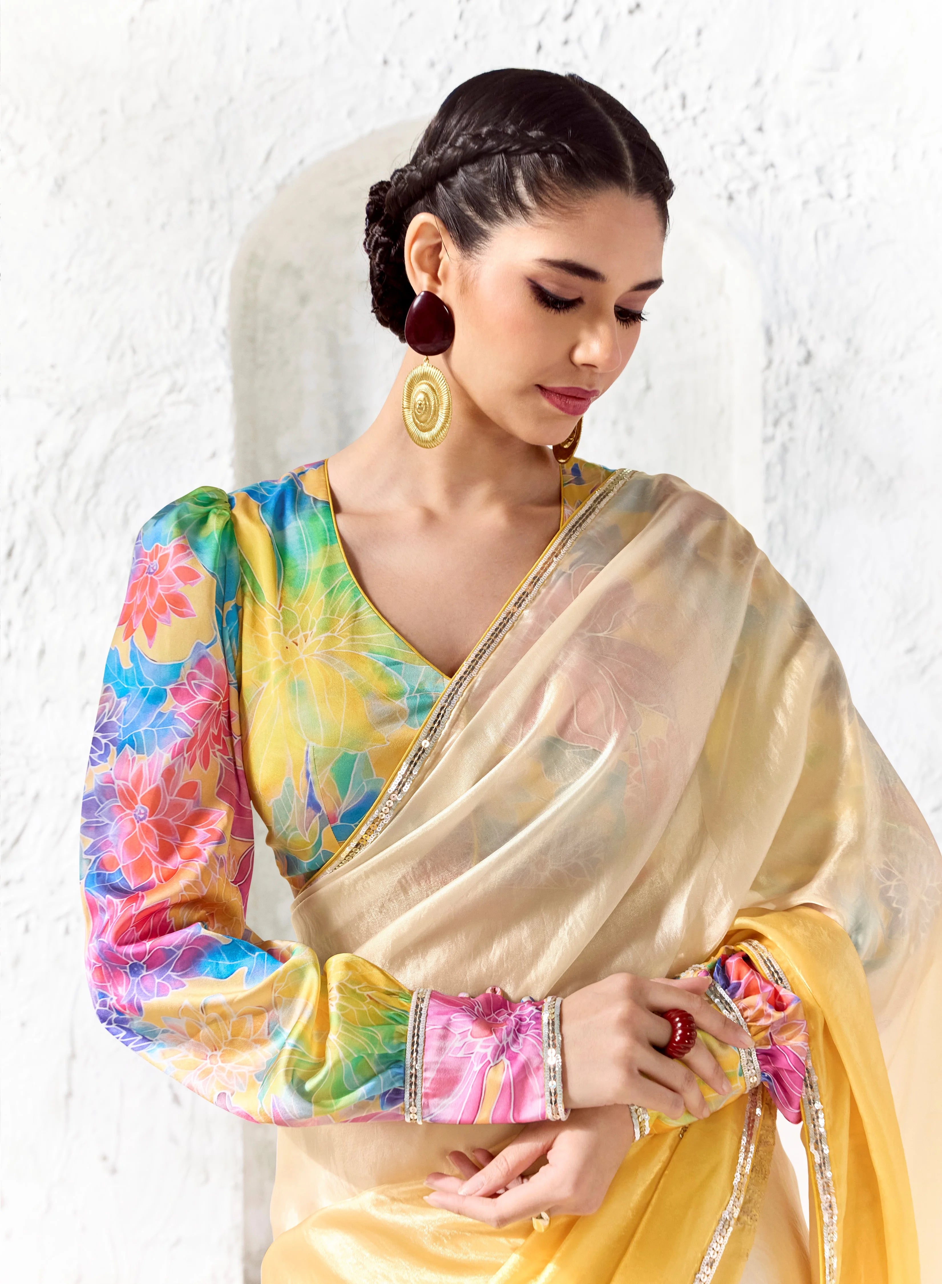 Premium Luxe Silk Festival Wear Yellow With Lace