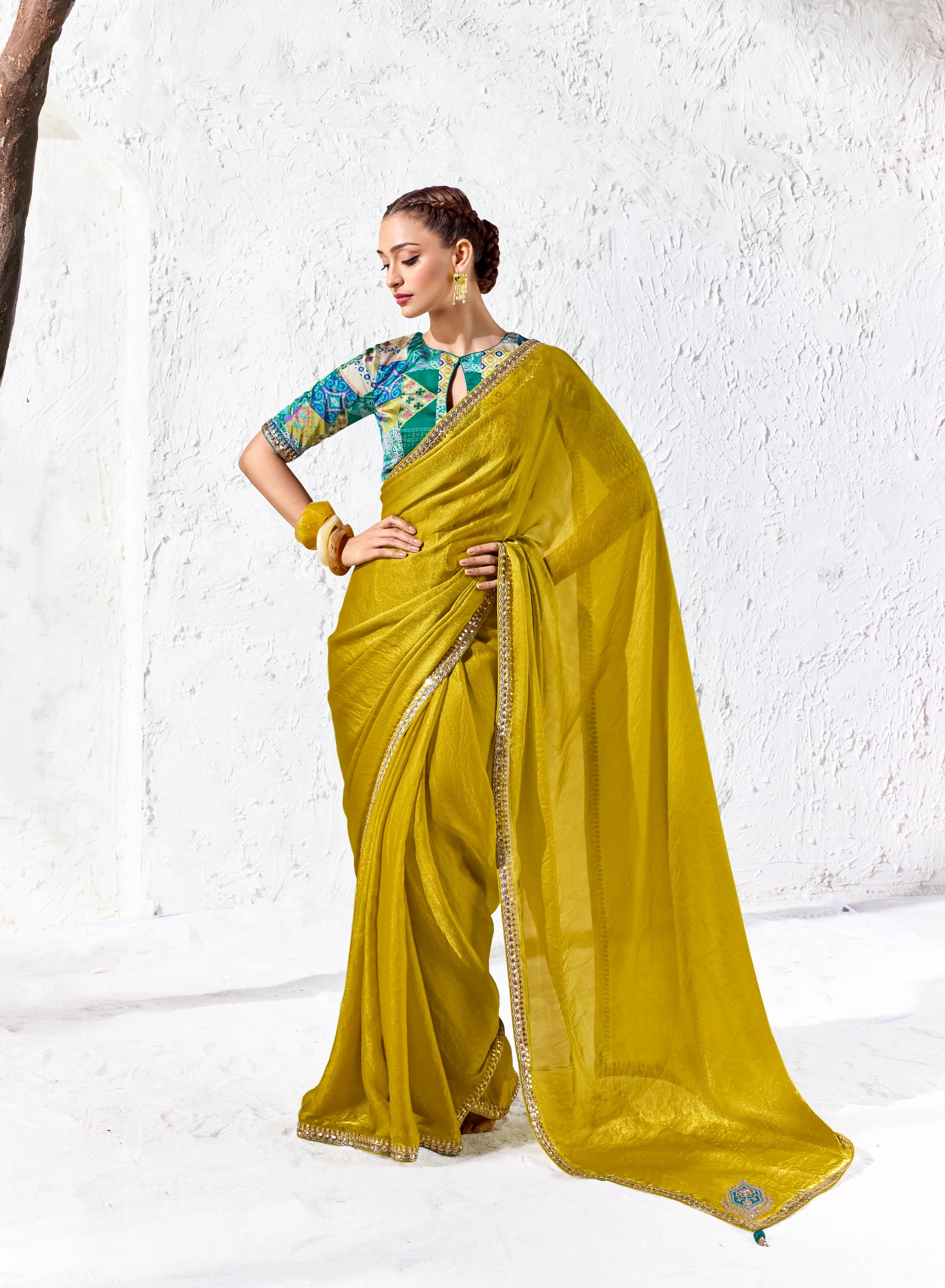Premium Luxe Silk Festival Wear Mustard With Lace