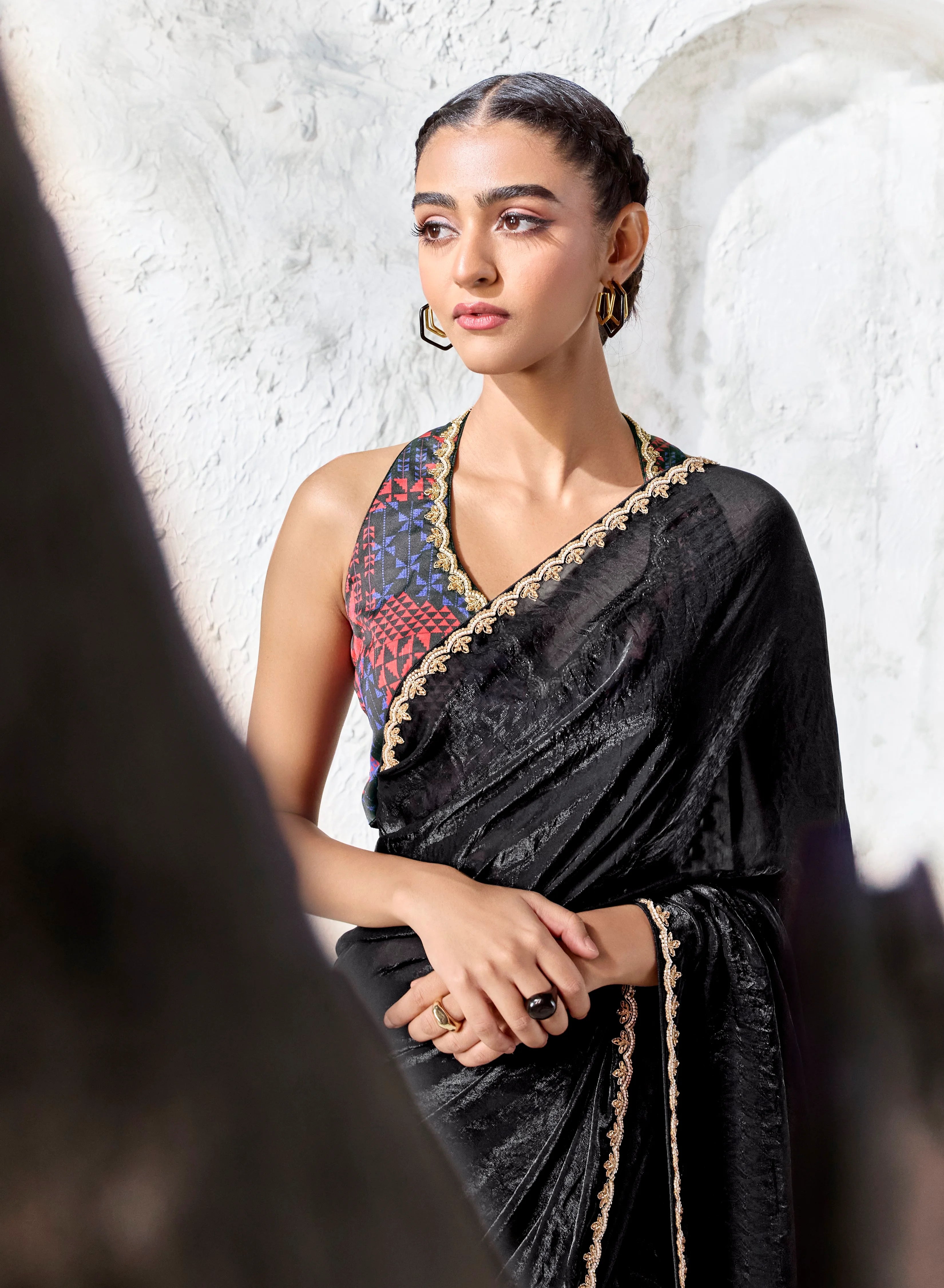 Premium Luxe Silk Festival Wear Black With Lace