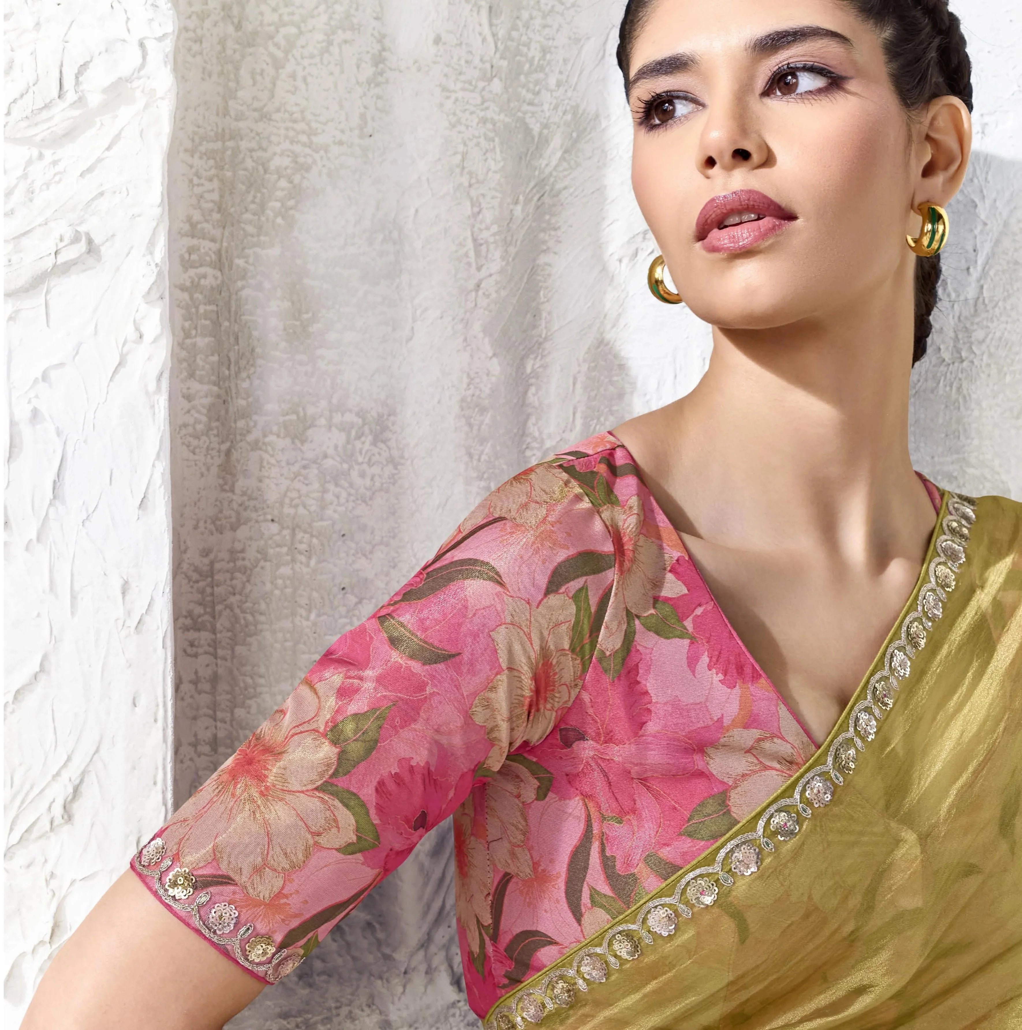 Premium Luxe Silk Festival Wear Olive With Lace