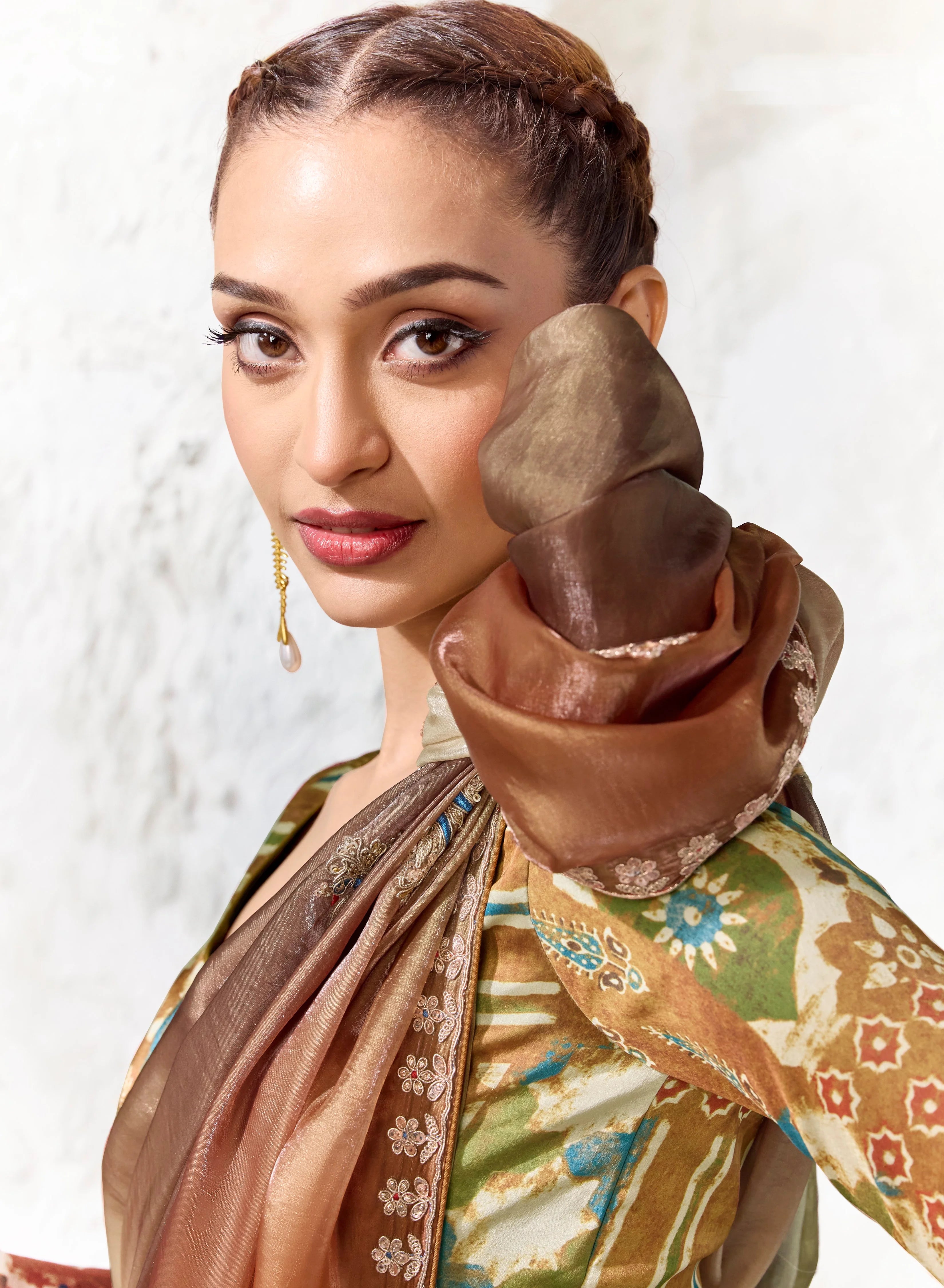 Premium Luxe Silk Festival Wear Olive Green With Lace