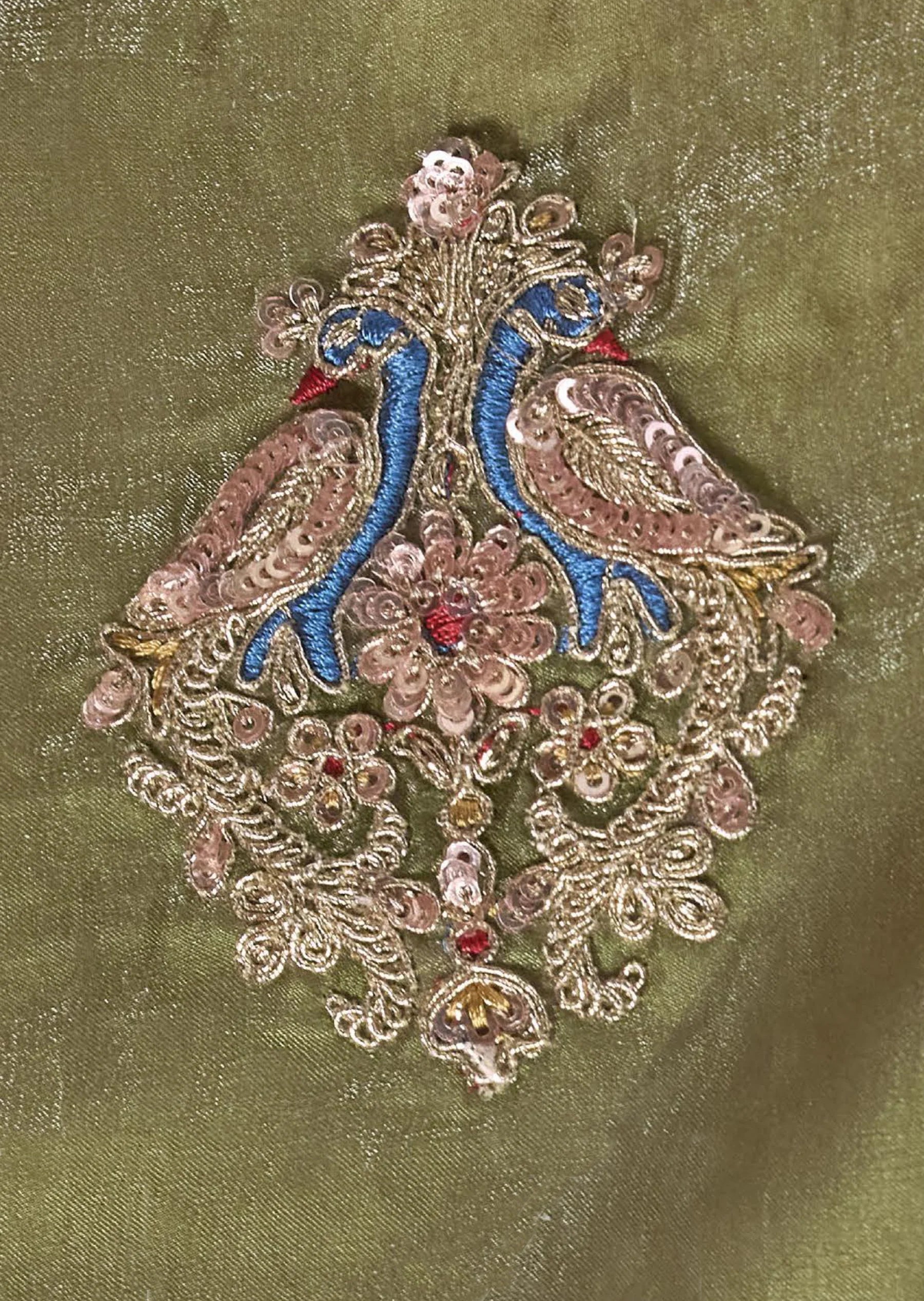 Premium Luxe Silk Festival Wear Olive Green With Lace