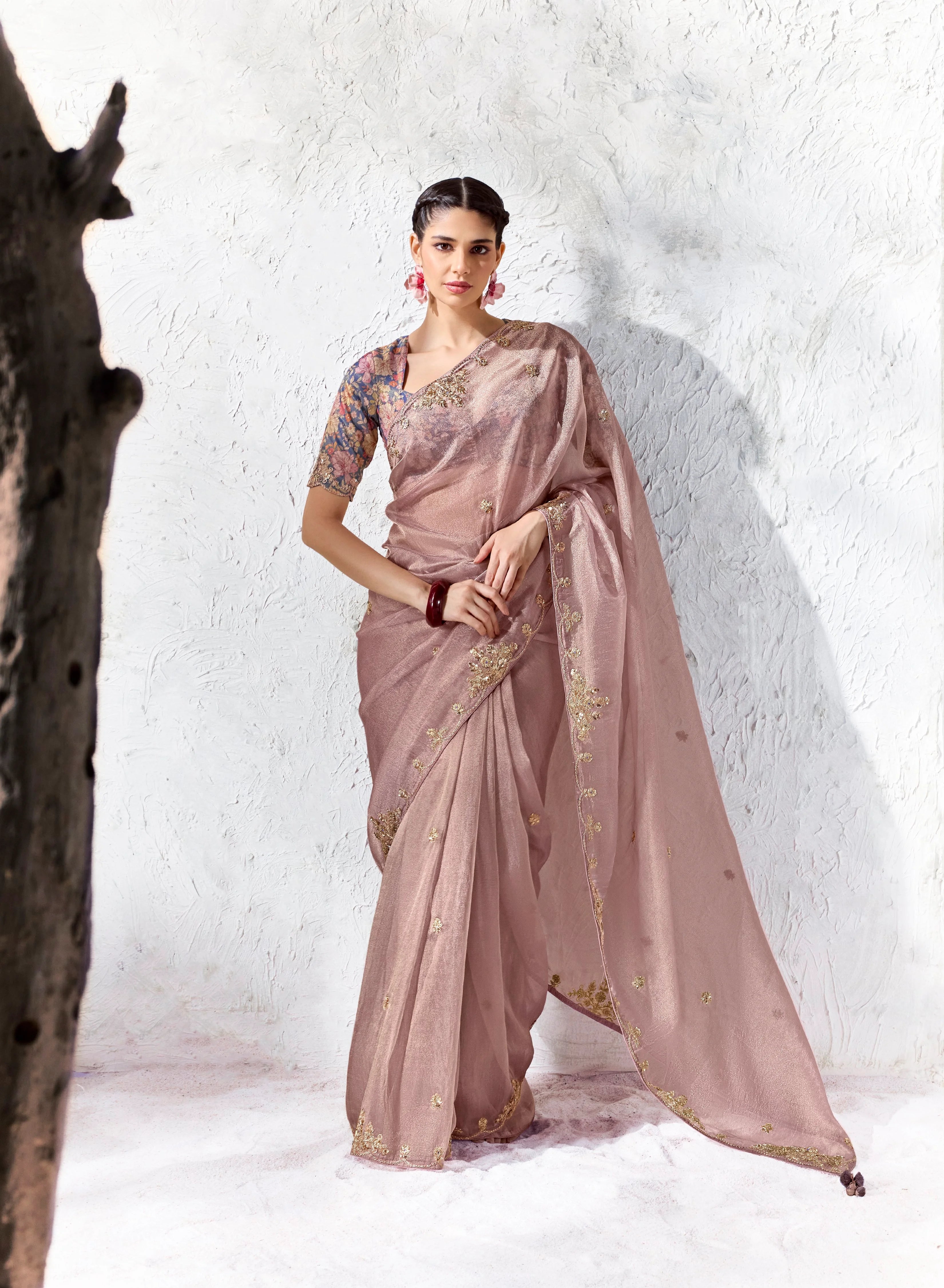 Premium Luxe Silk Festival Wear Mauve With Lace