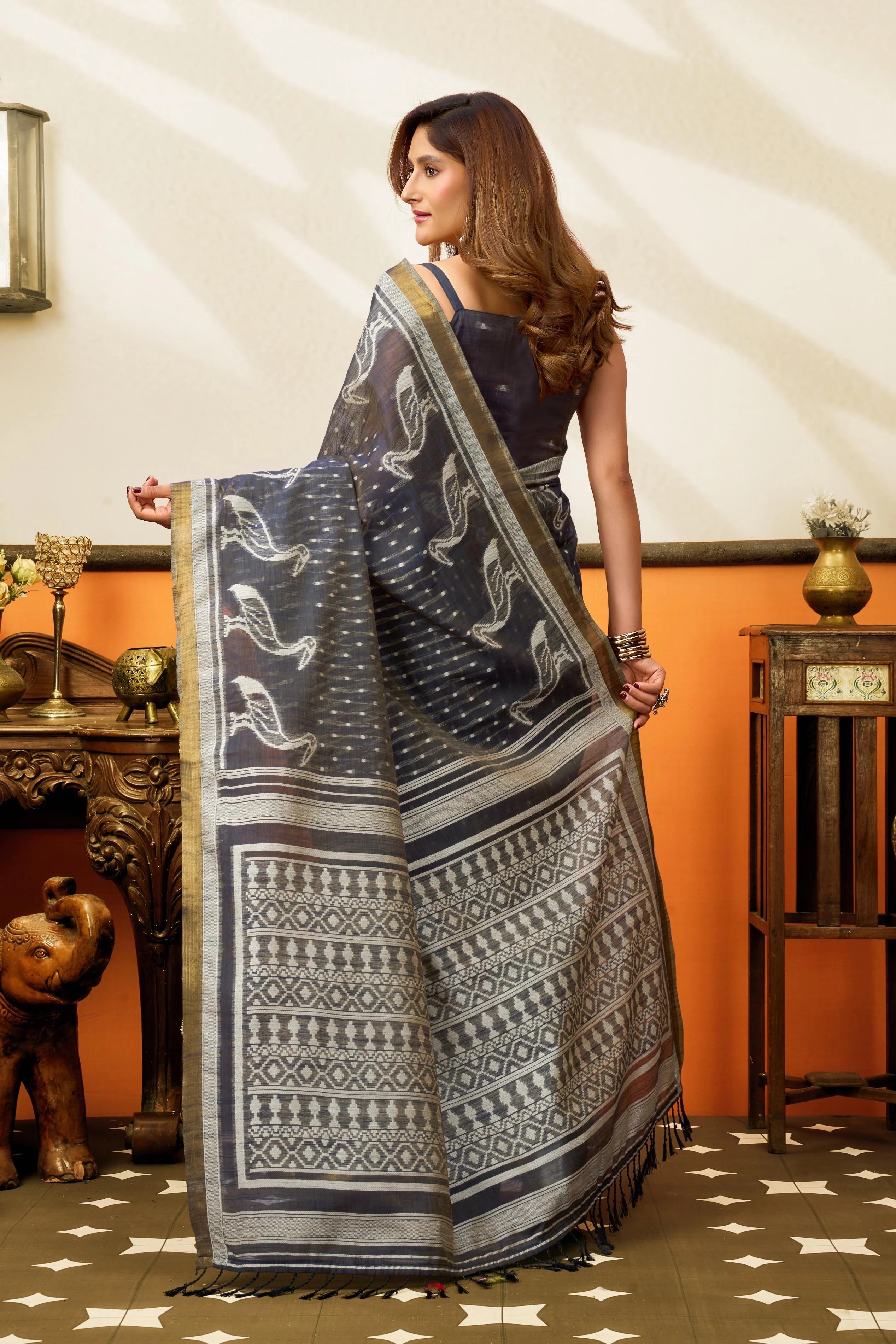 Cotton Casual Wear Grey With Jhallar Work