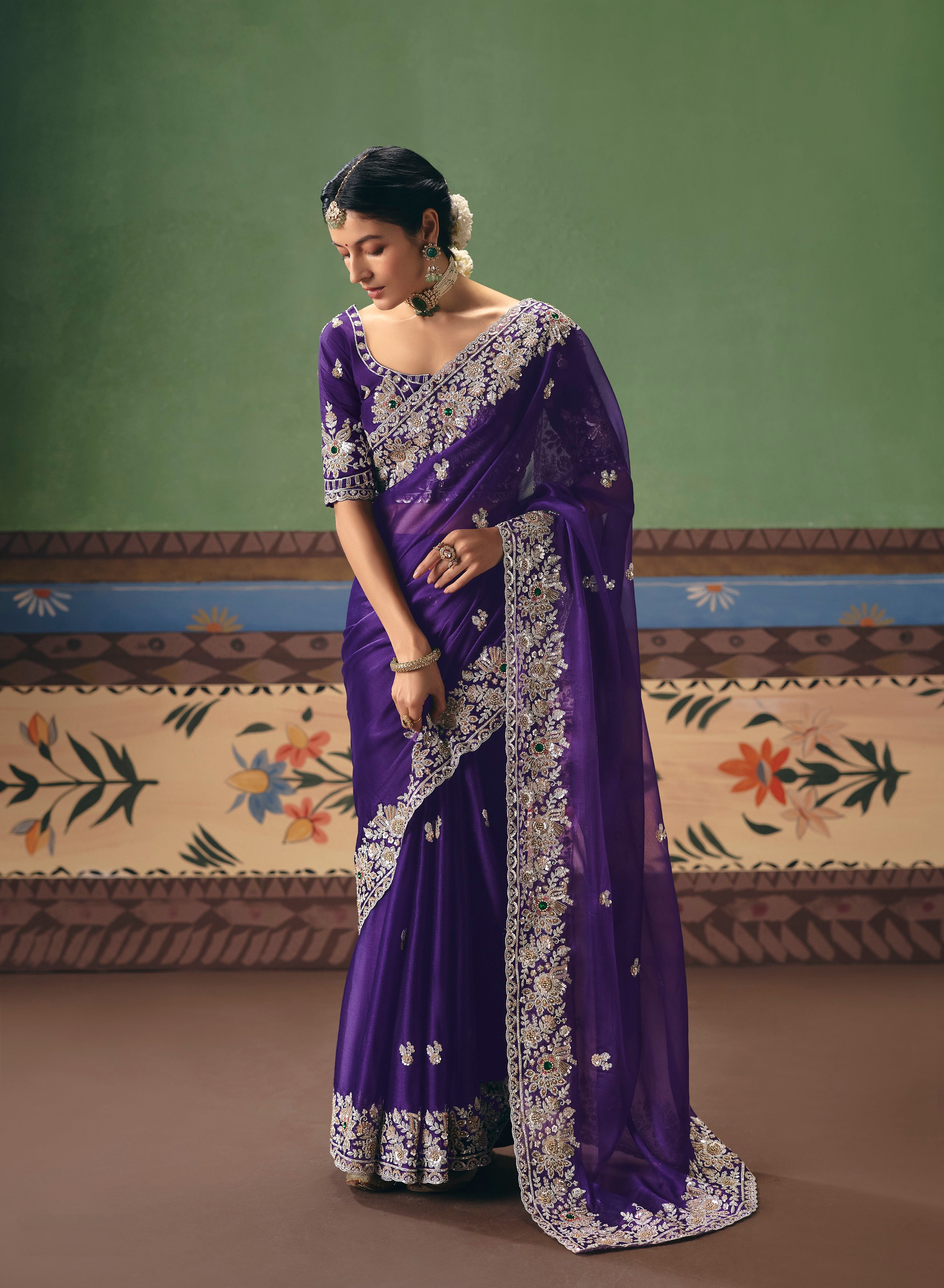 Organza Tissue Party Wear With Sequence Work