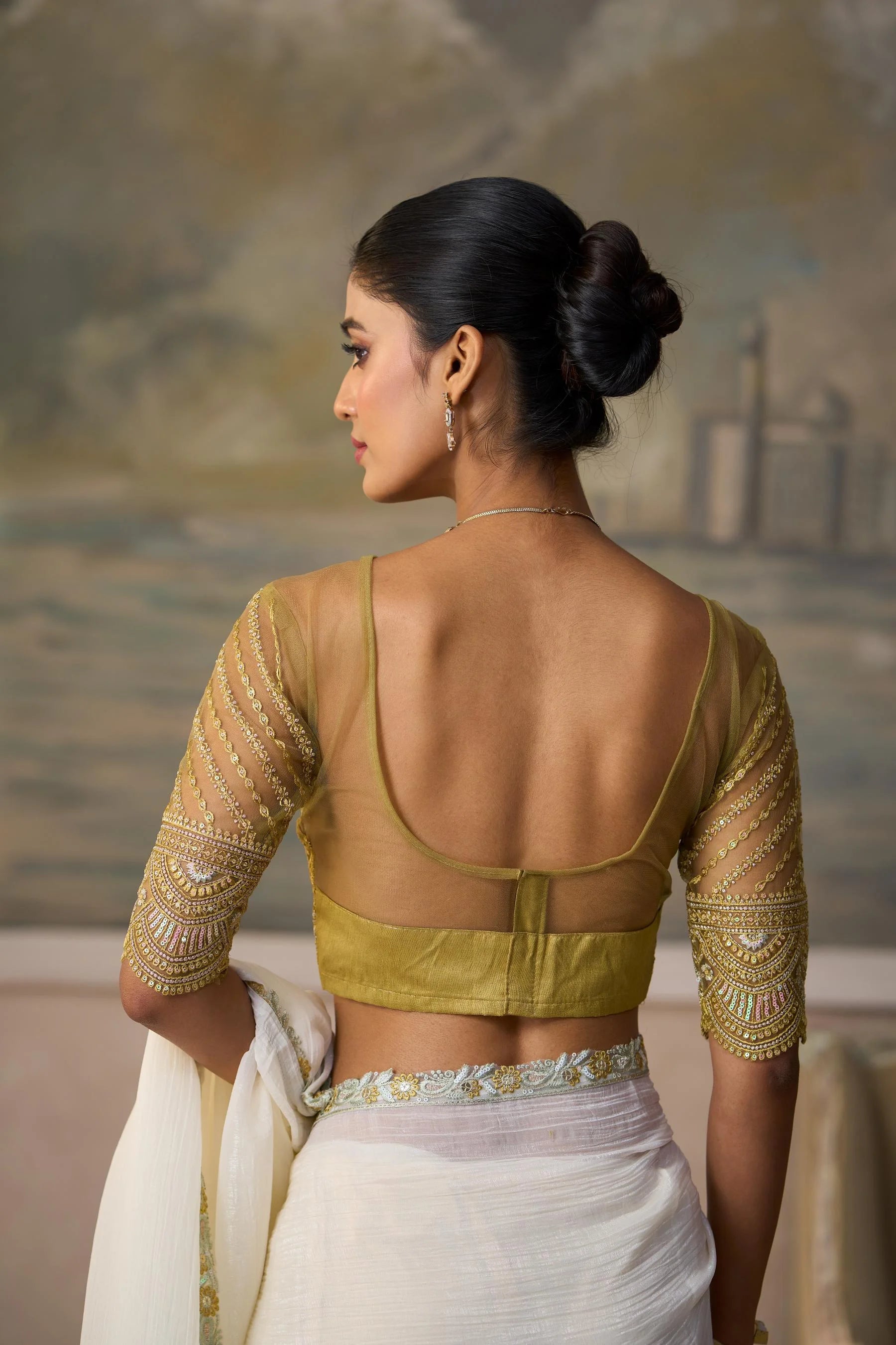 Chiffon Festival Wear Off White With Heavy Work