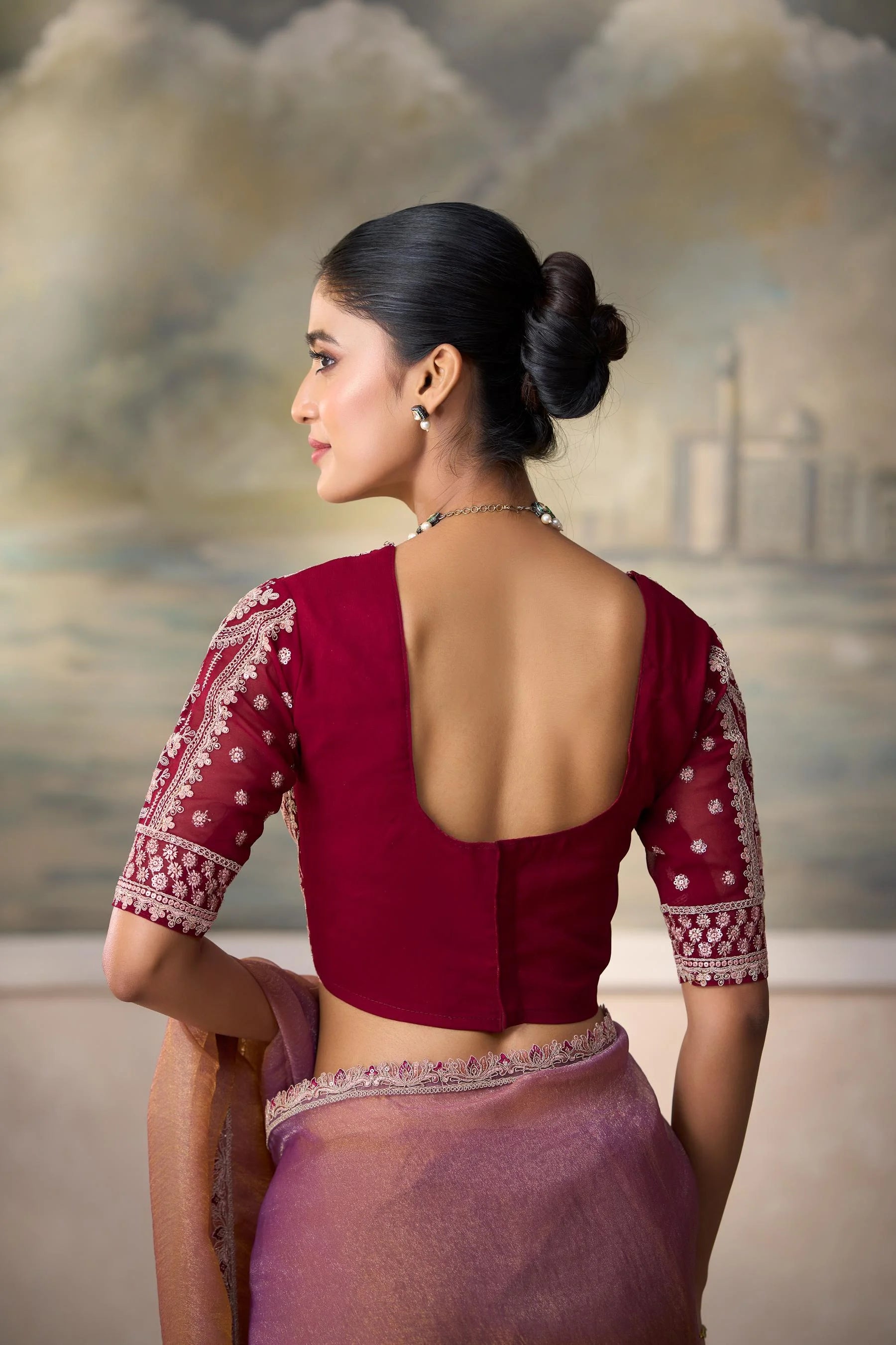 Georgette Festival Wear Rose Gold With Heavy Work