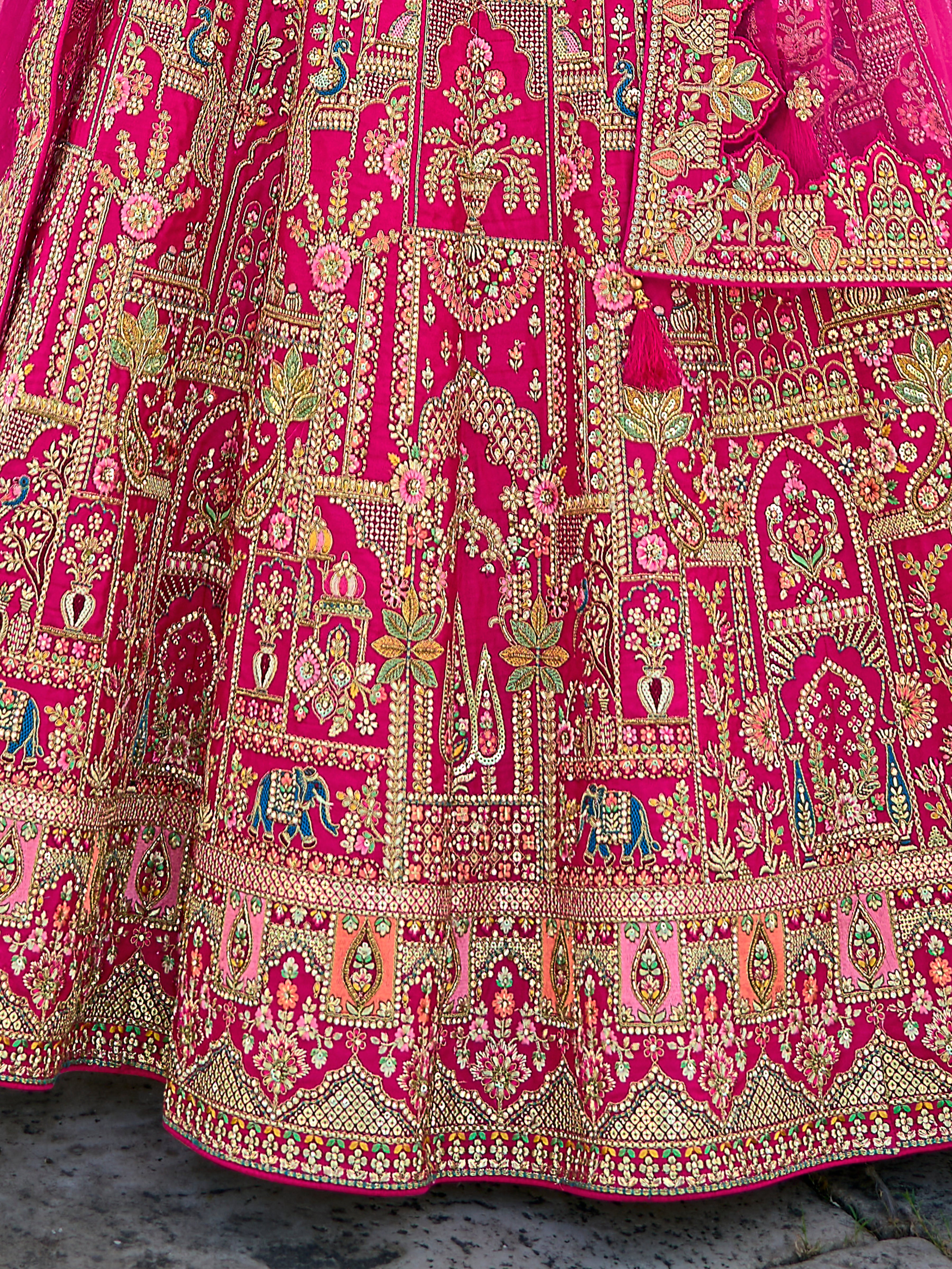 Bridal Silk Wedding Wear Pink With Khatali Work