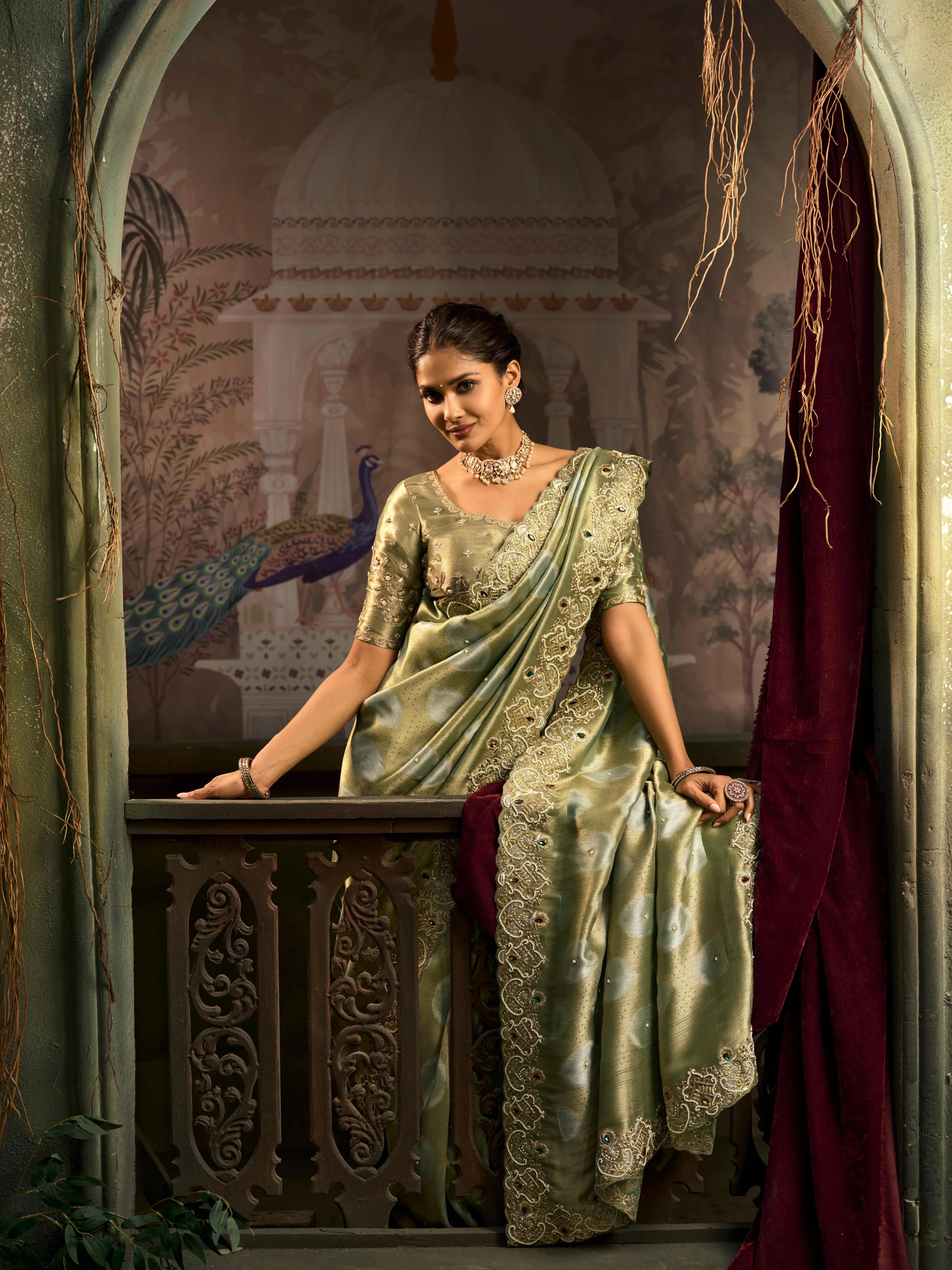 Pure Giraffe Silk Wedding Wear Pista With Embroidery Work