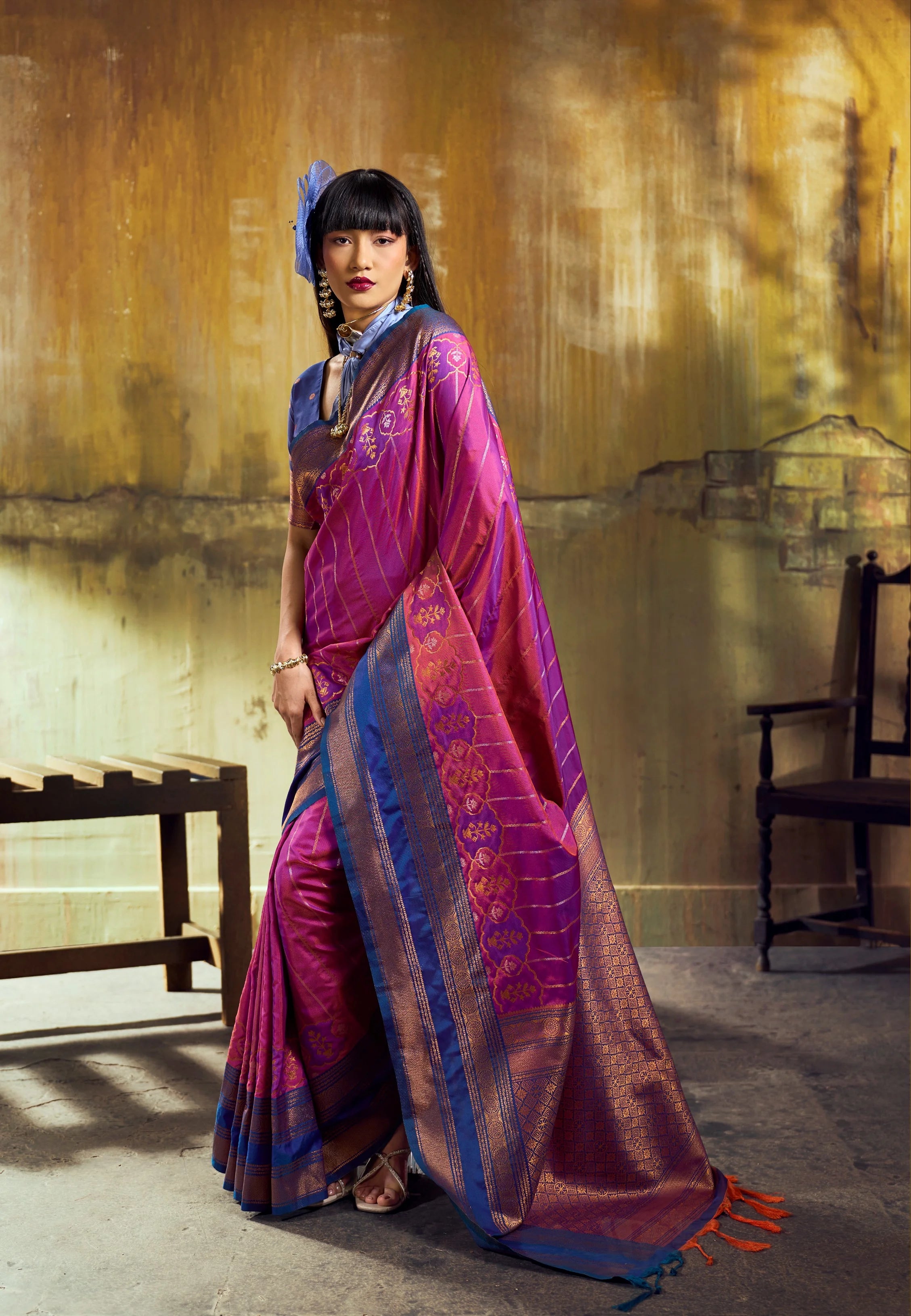 Pure Silk Pochampally Festival Wear With Weaving Work