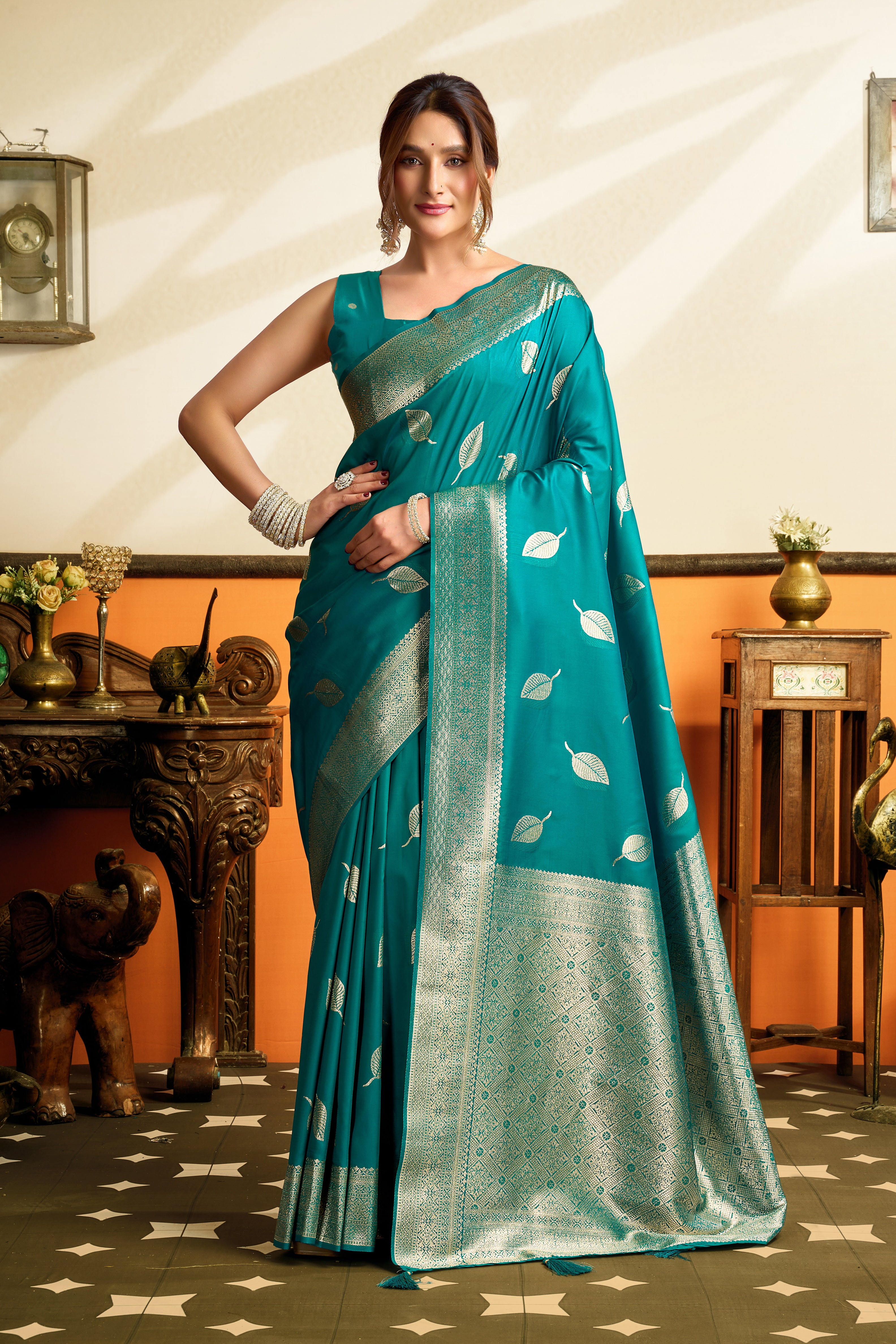 Teal Premium Soft Silk Tassels Saree