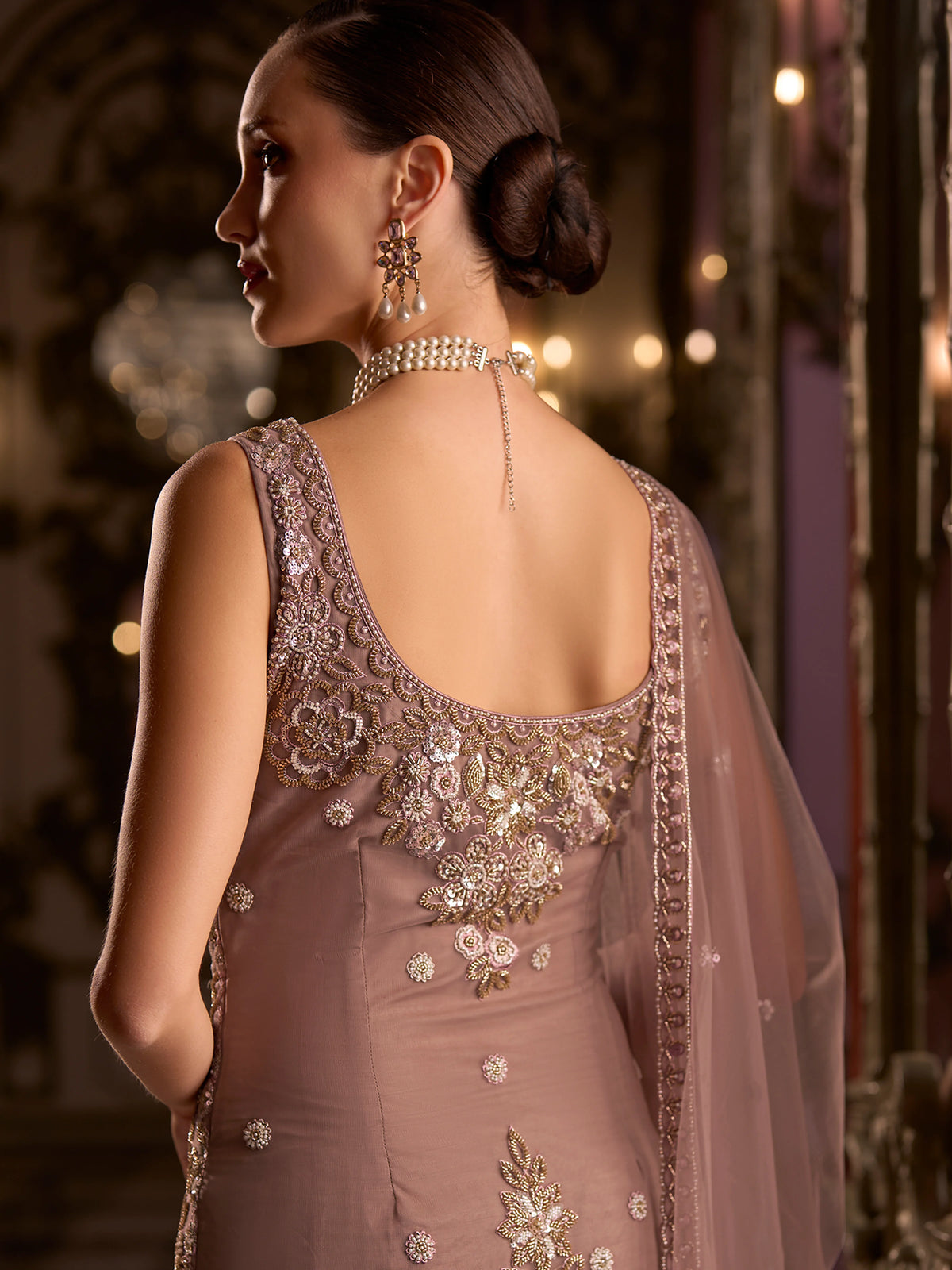 Tulle Net Cafe Rose Designer Heavy Work Tunic Top Sharara And Dupatta