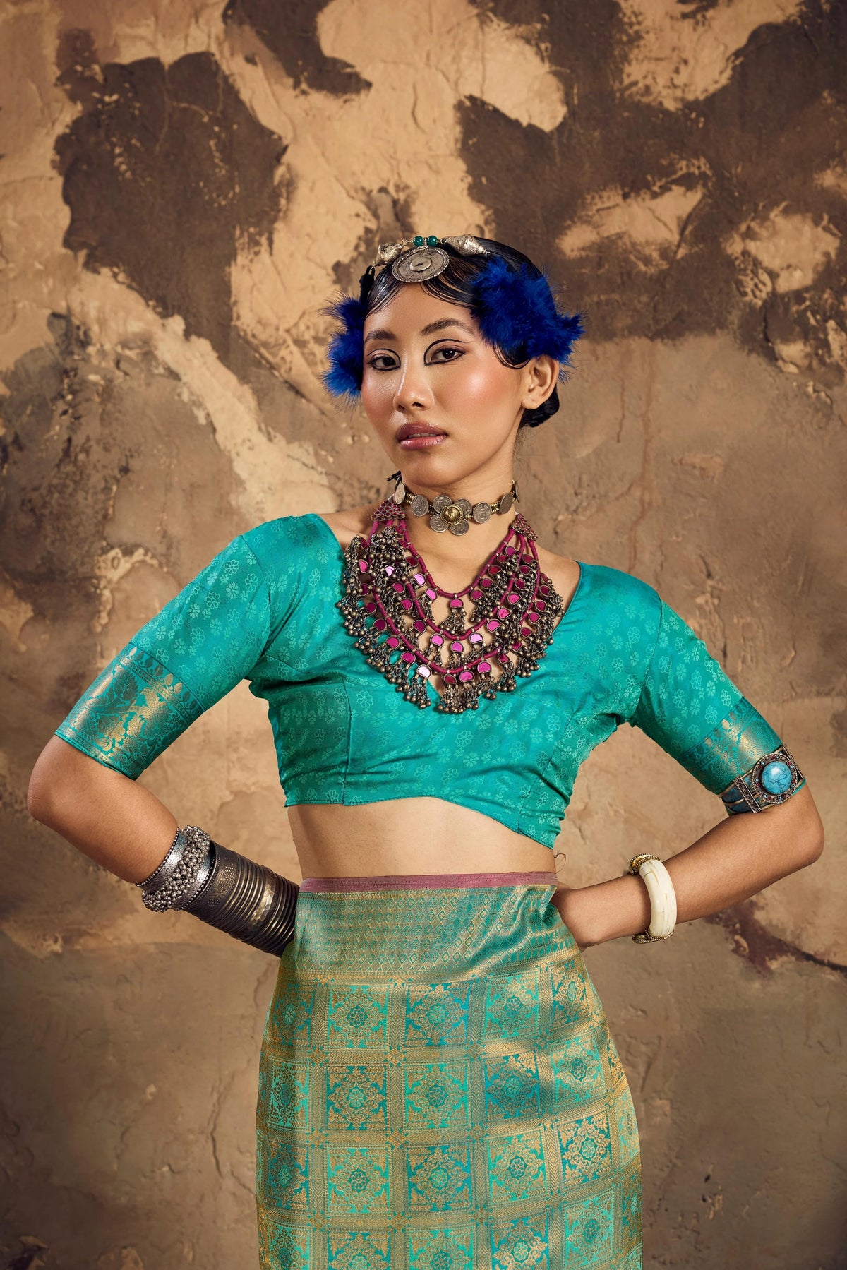 Silk Festival Wear Green With Handloom Weaving Sarees