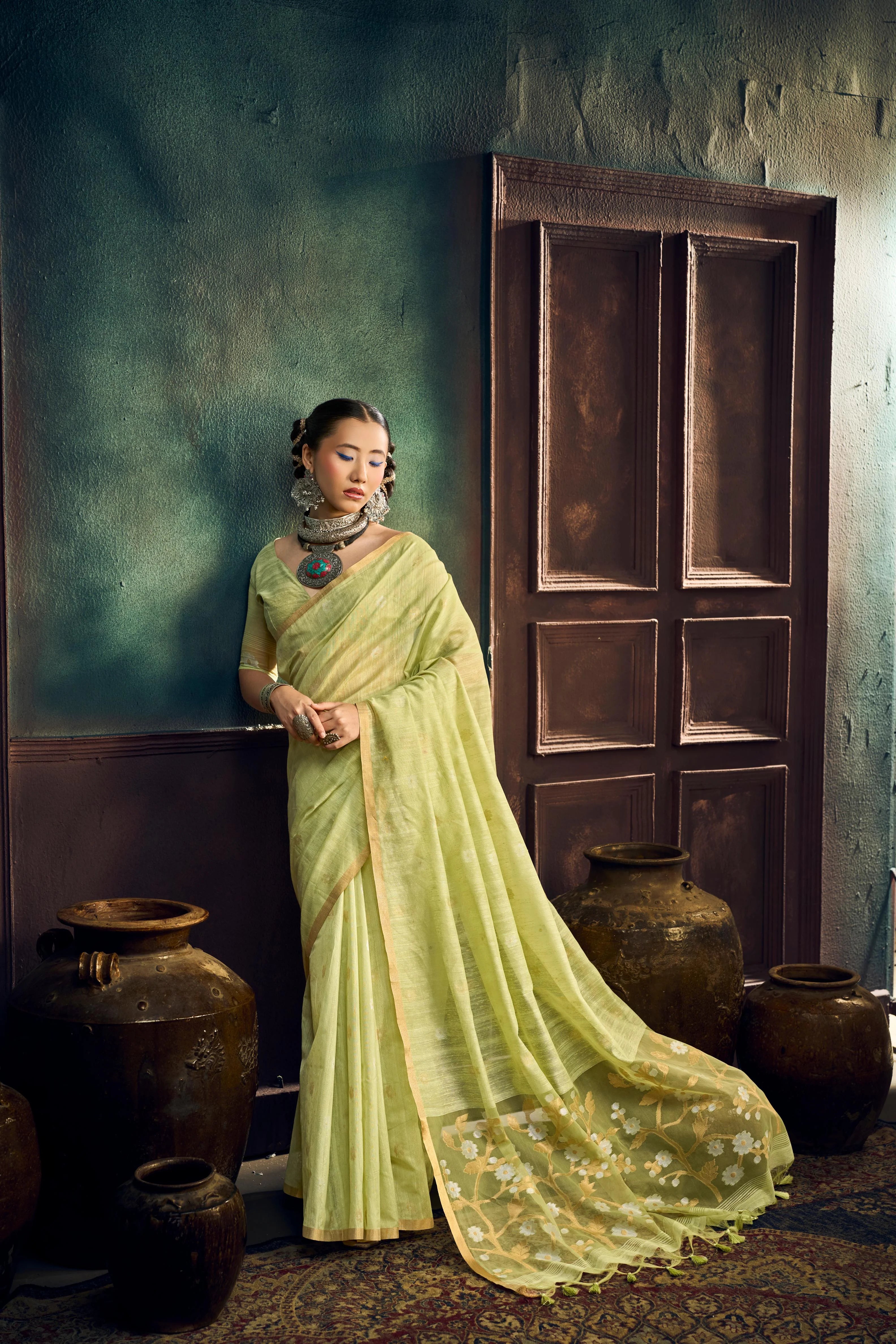 Pure Munga Cotton Casual Wear Pista With Handloom Work