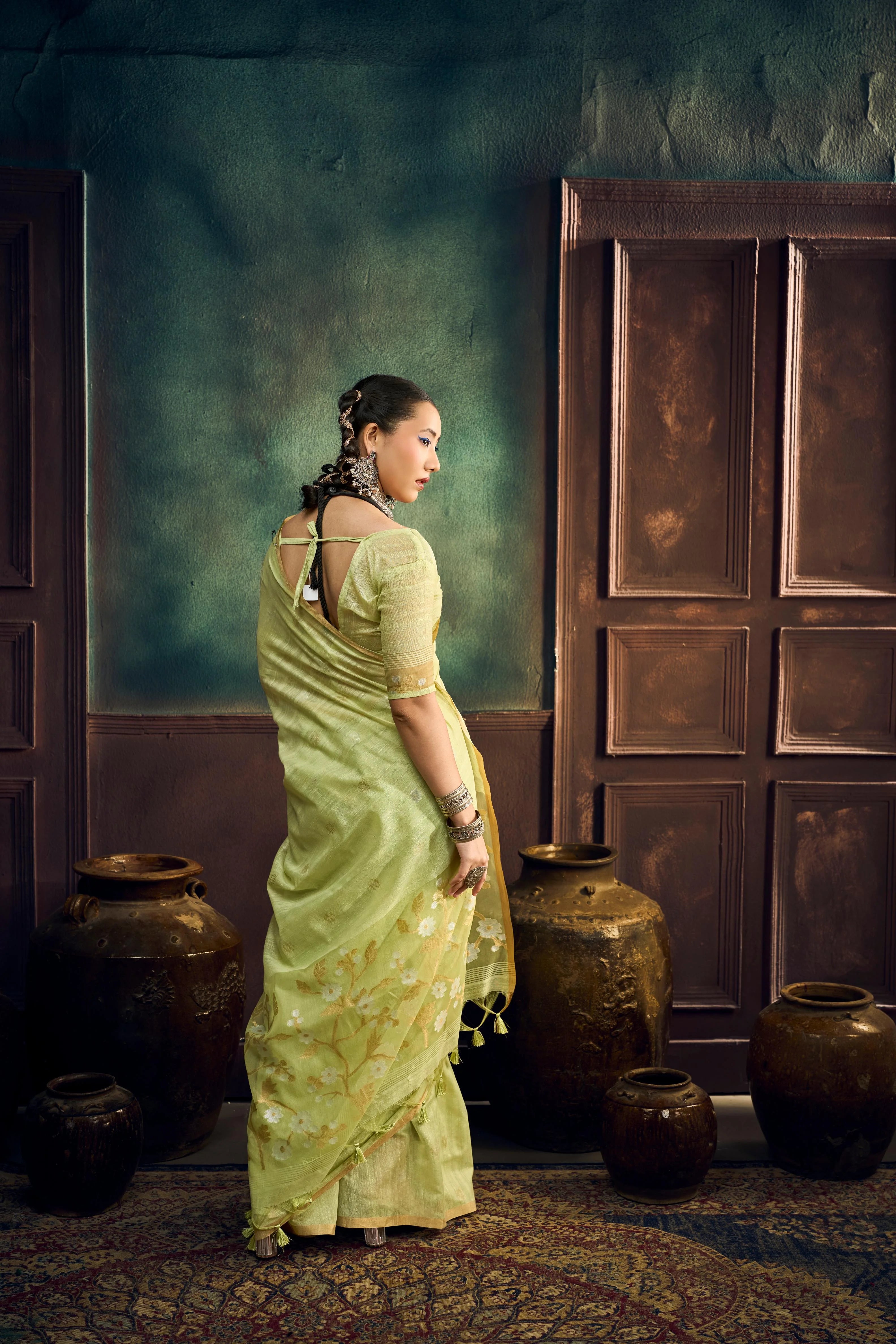 Pure Munga Cotton Casual Wear Pista With Handloom Work