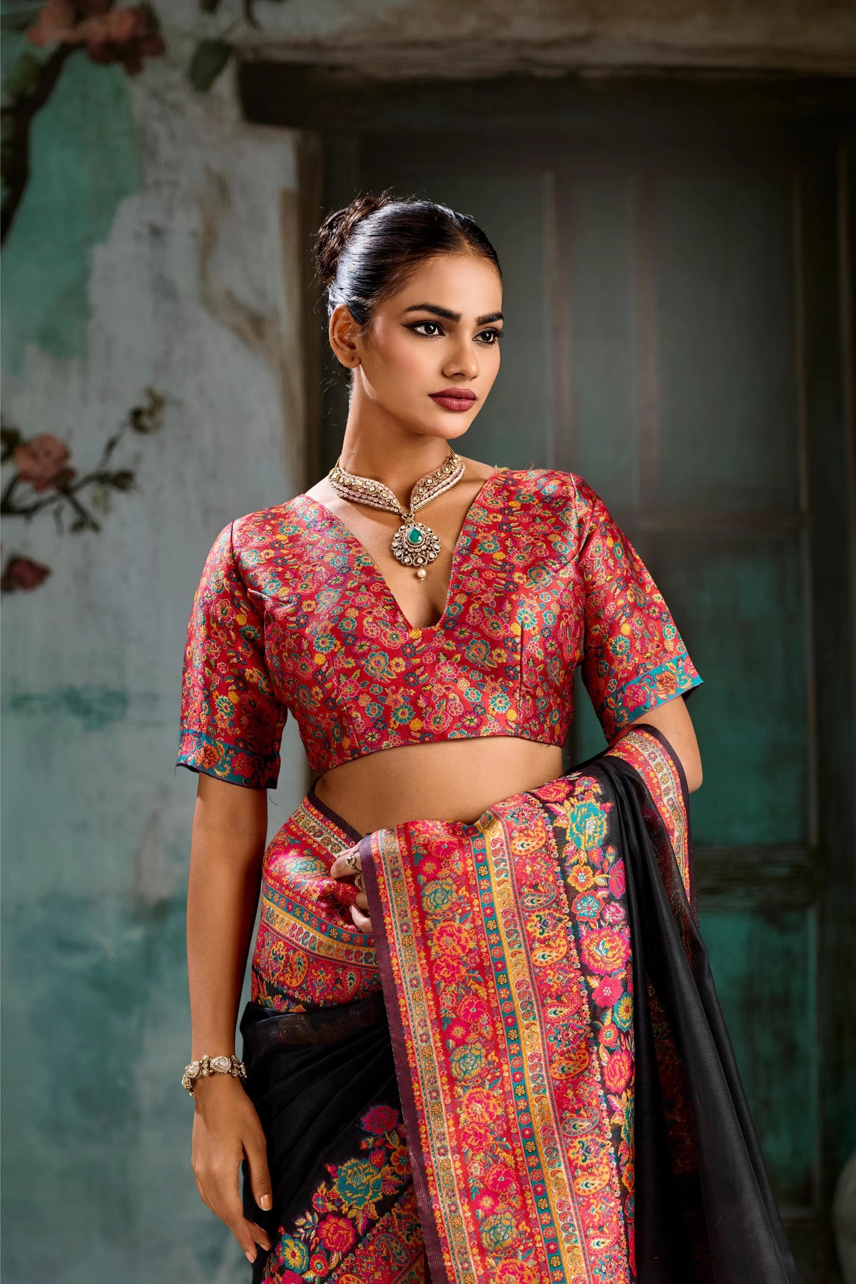 Cotton Pashmina Weaving Black Festival Wear Sarees