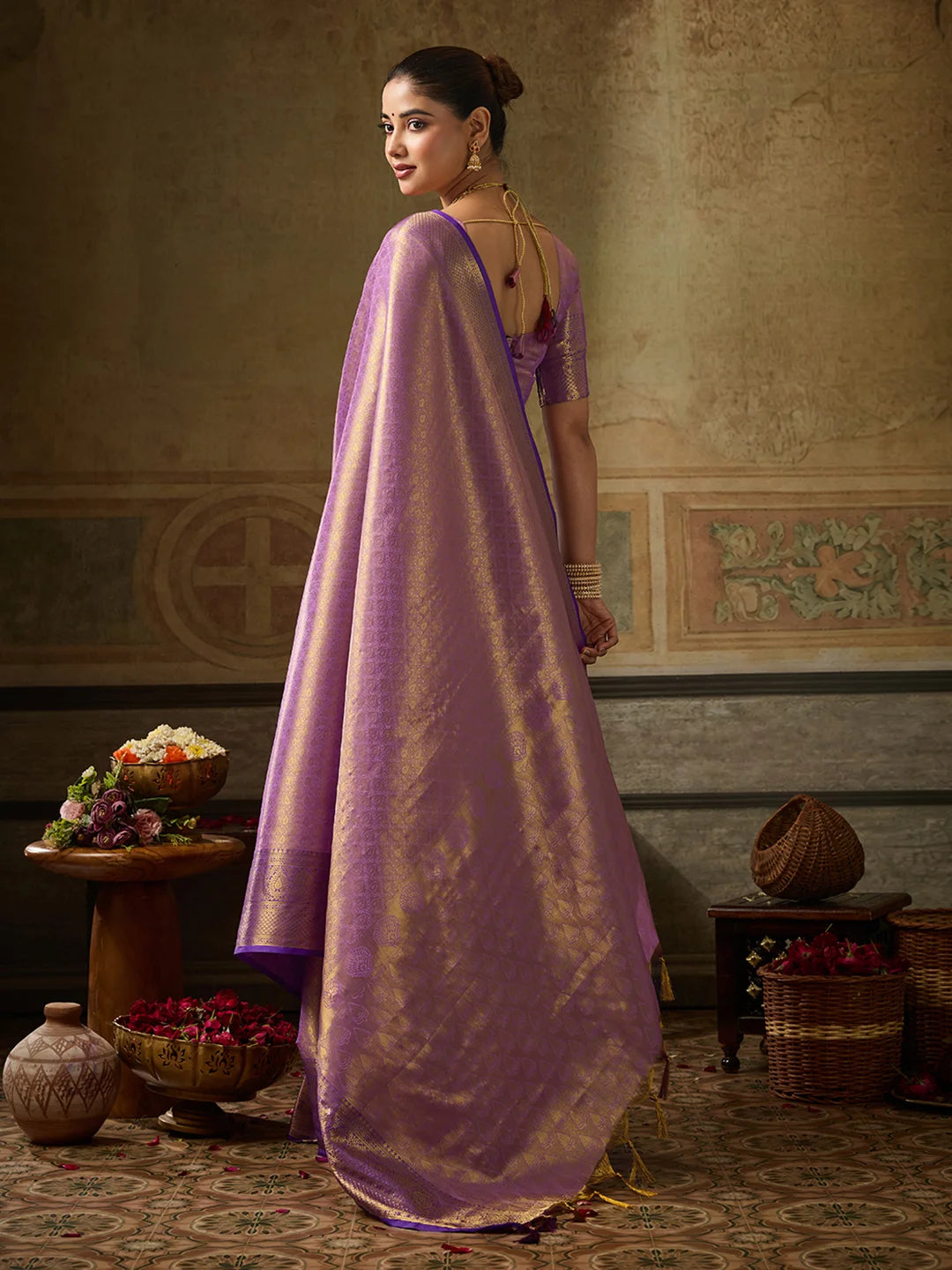 Kanchivaram Silk Festival Wear Purple With Weaving Work