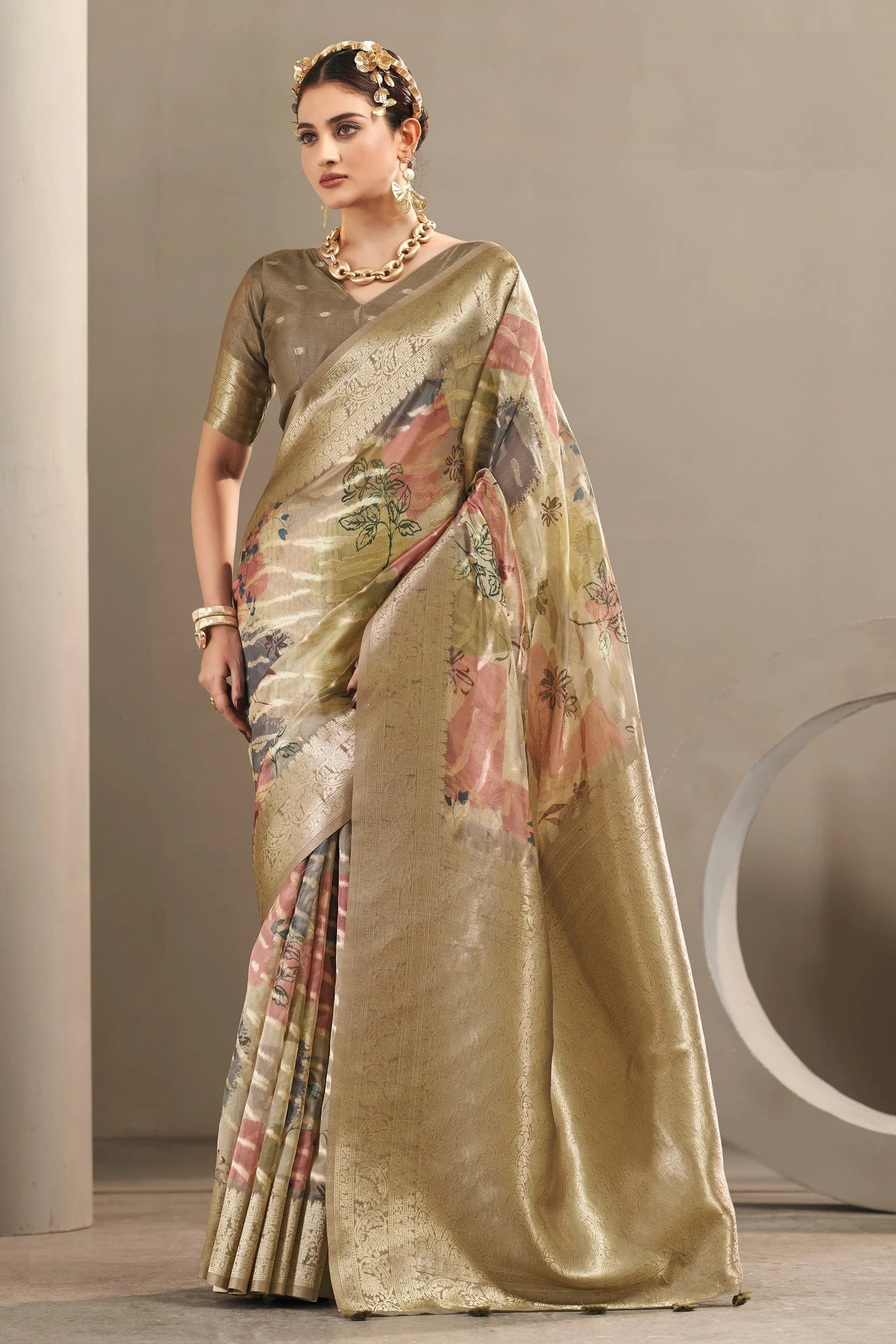 Vellora Polyester Blend Festival Wear With Weaving Work