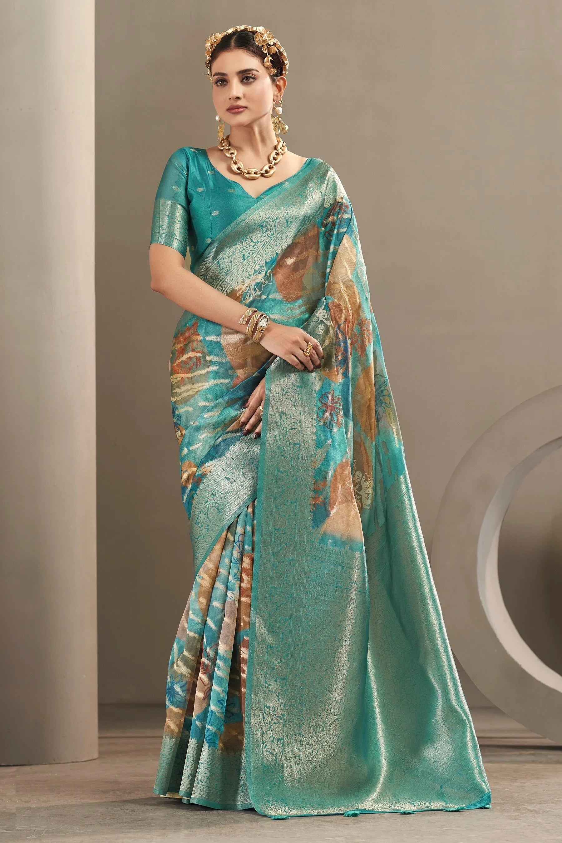 Vellora Polyester Blend Festival Wear With Weaving Work