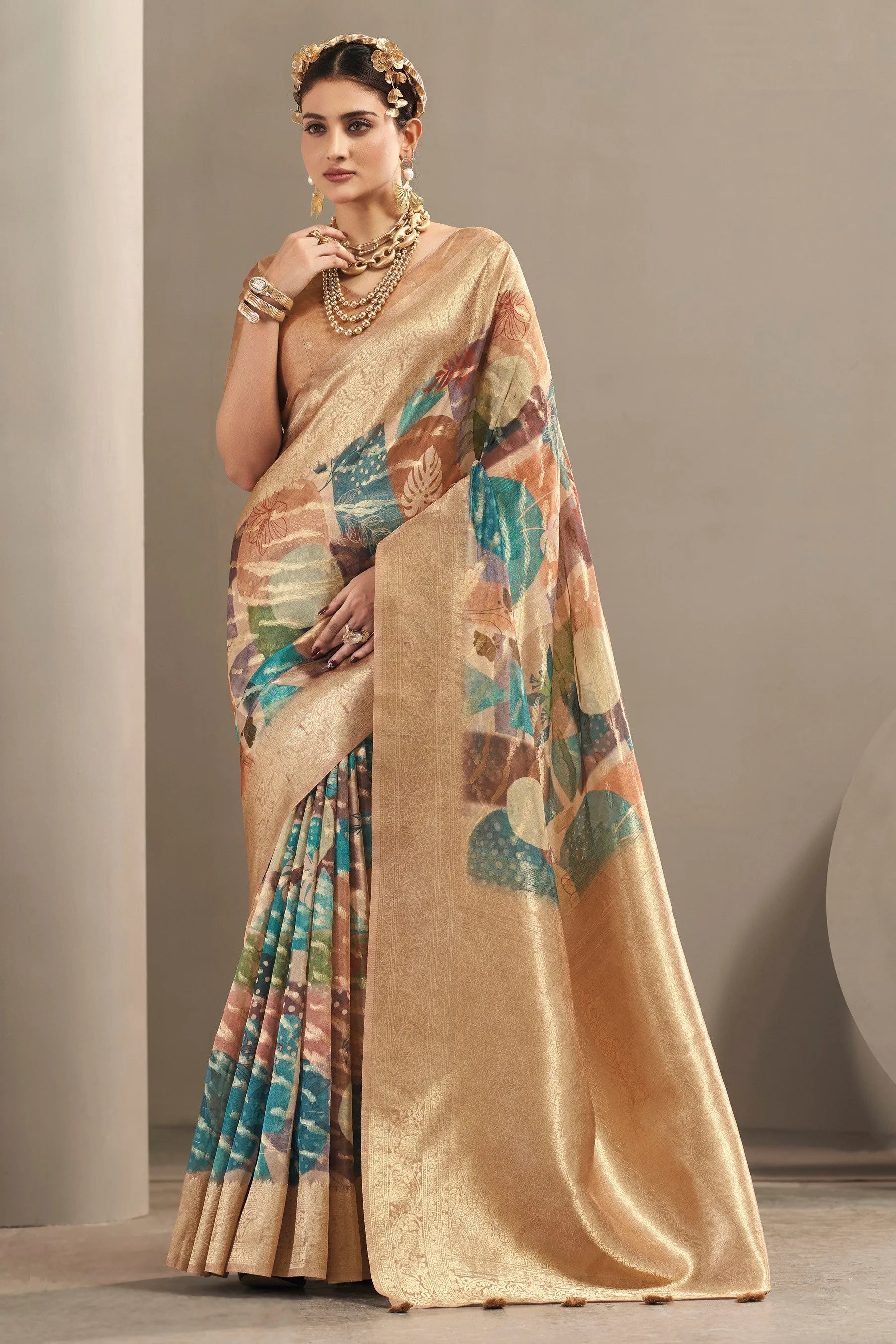 Vellora Polyester Blend Festival Wear With Weaving Work