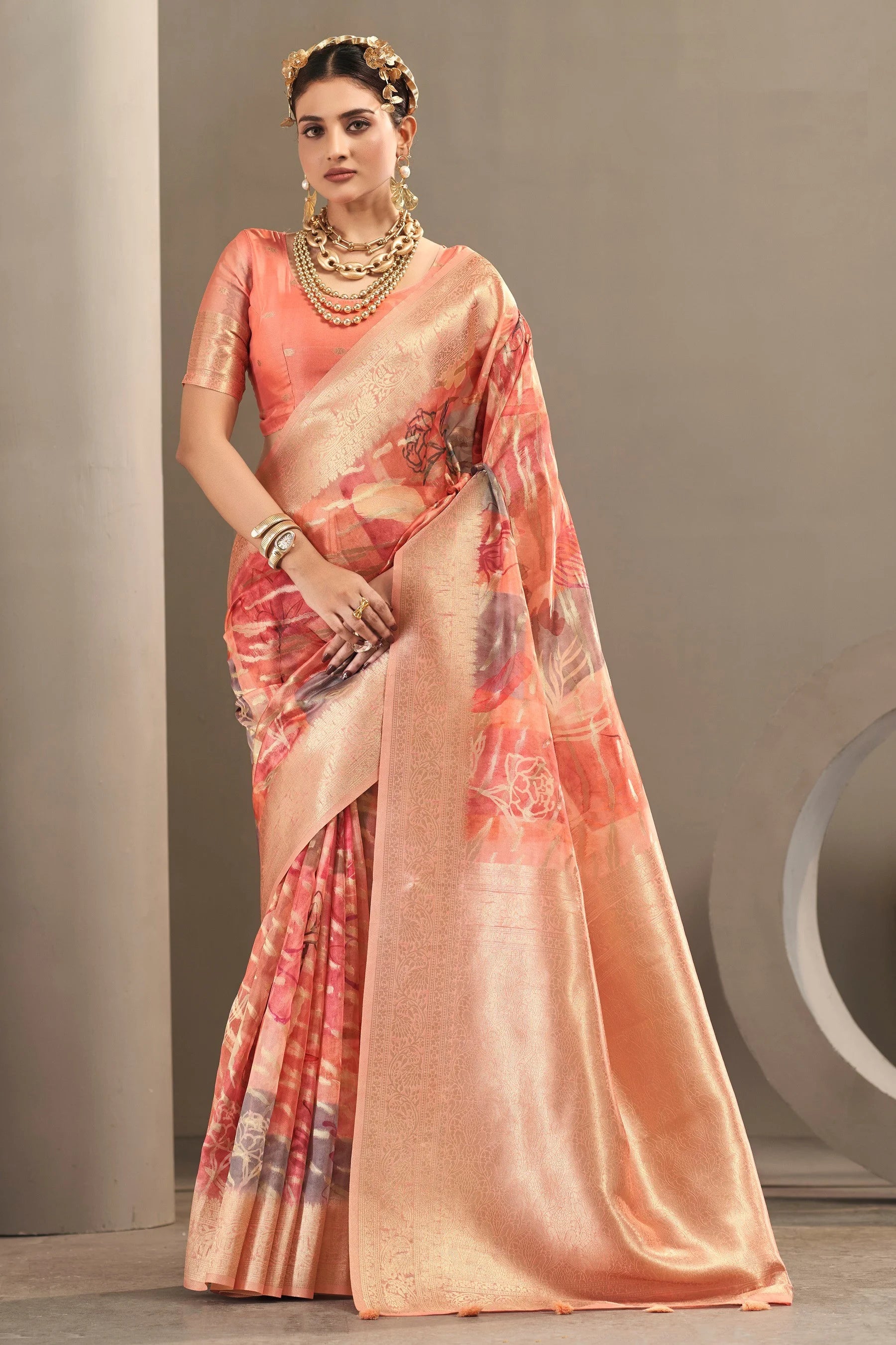 Vellora Polyester Blend Festival Wear With Weaving Work