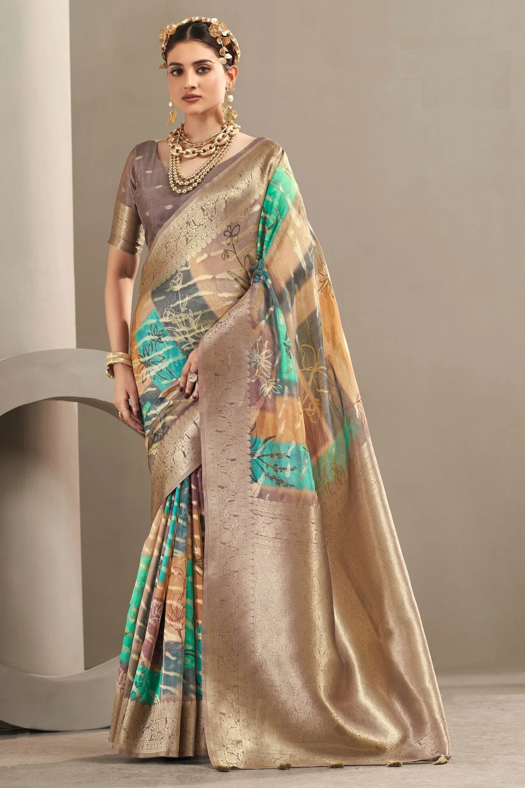 Vellora Polyester Blend Festival Wear With Weaving Work