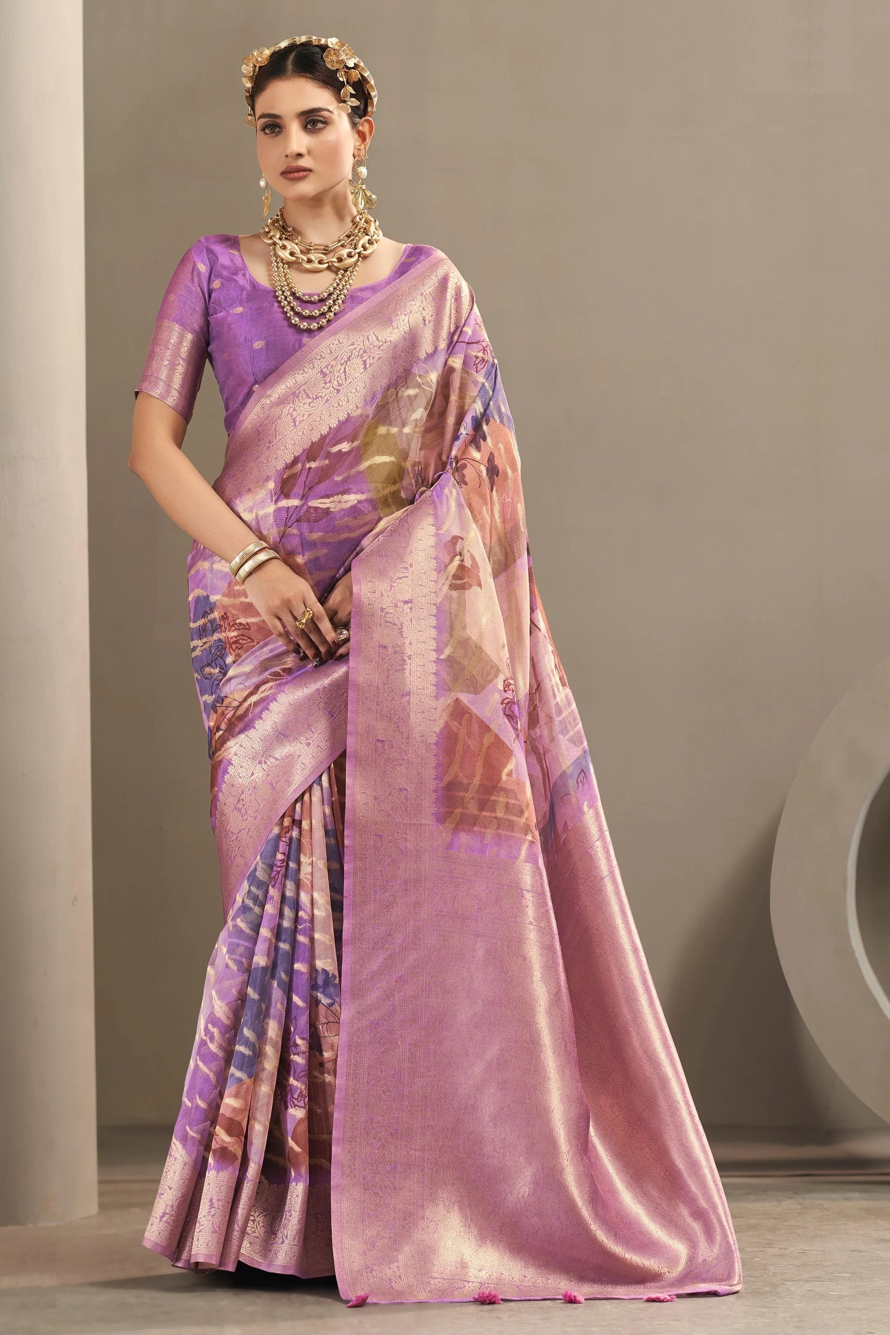 Vellora Polyester Blend Festival Wear With Weaving Work