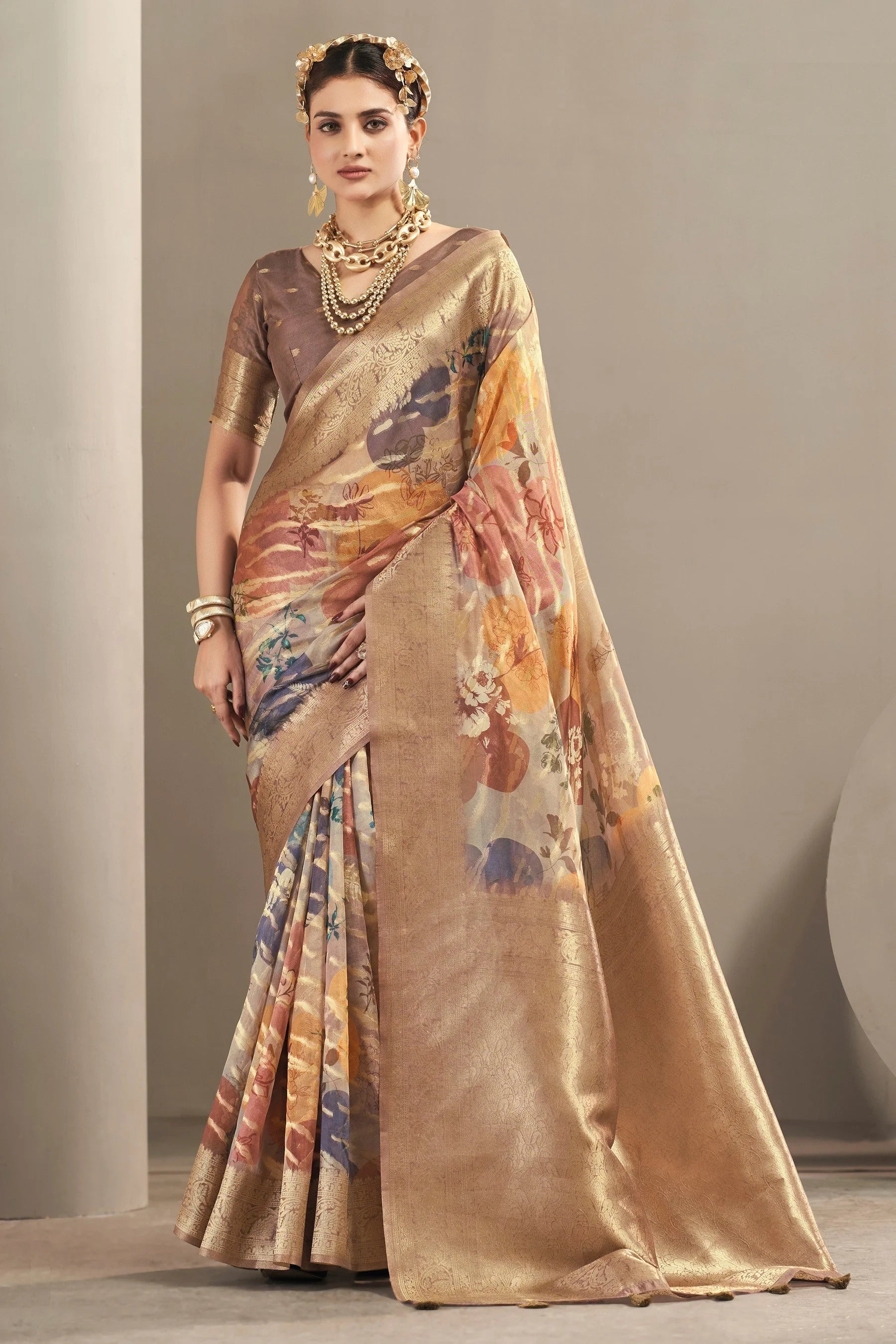 Vellora Polyester Blend Festival Wear With Weaving Work