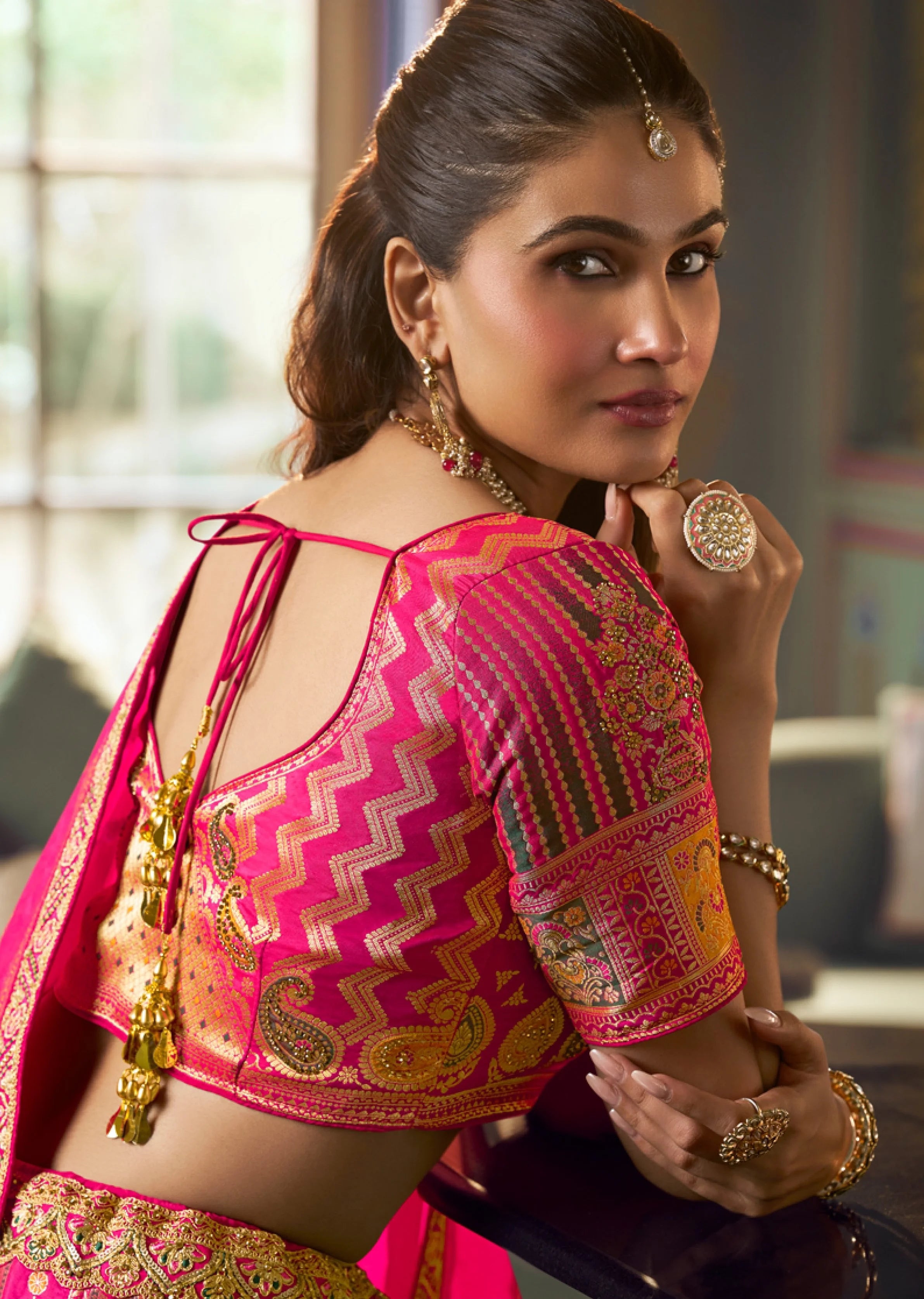 Banarasi Silk Wedding Wear Pink With Embroidery Work