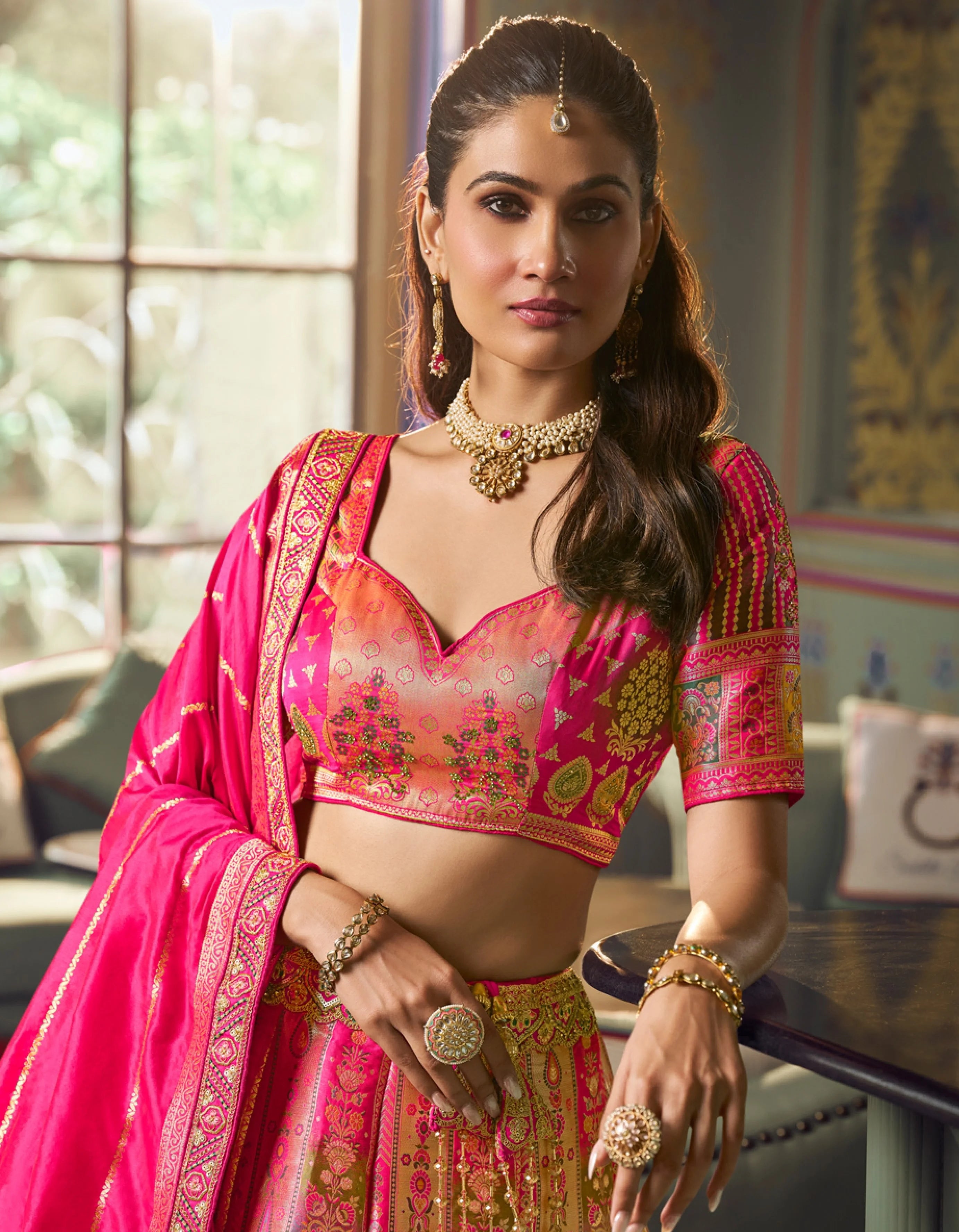 Banarasi Silk Wedding Wear Pink With Embroidery Work