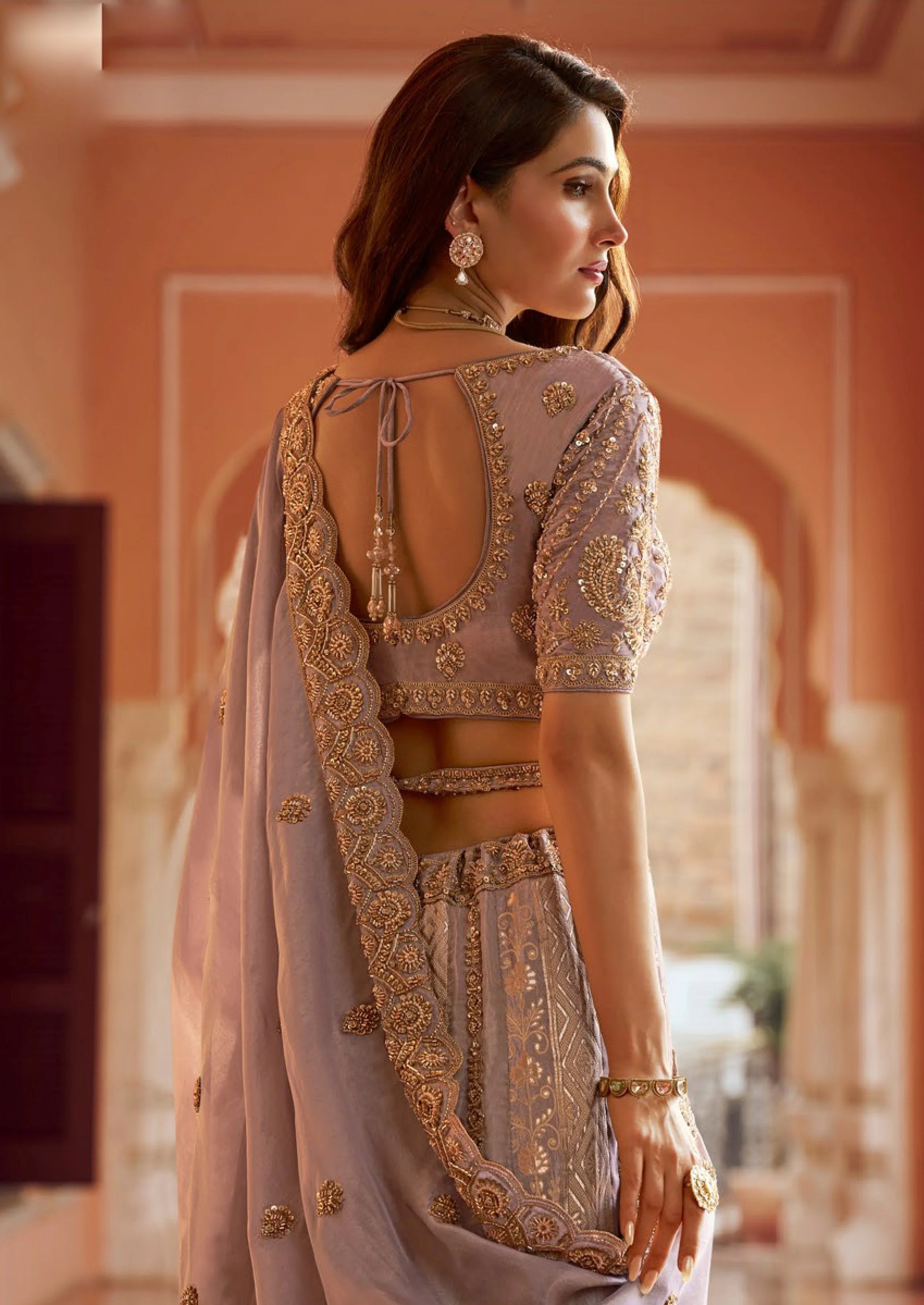 Banarasi Silk Wedding Wear Lavender With Bread Work Lehenga