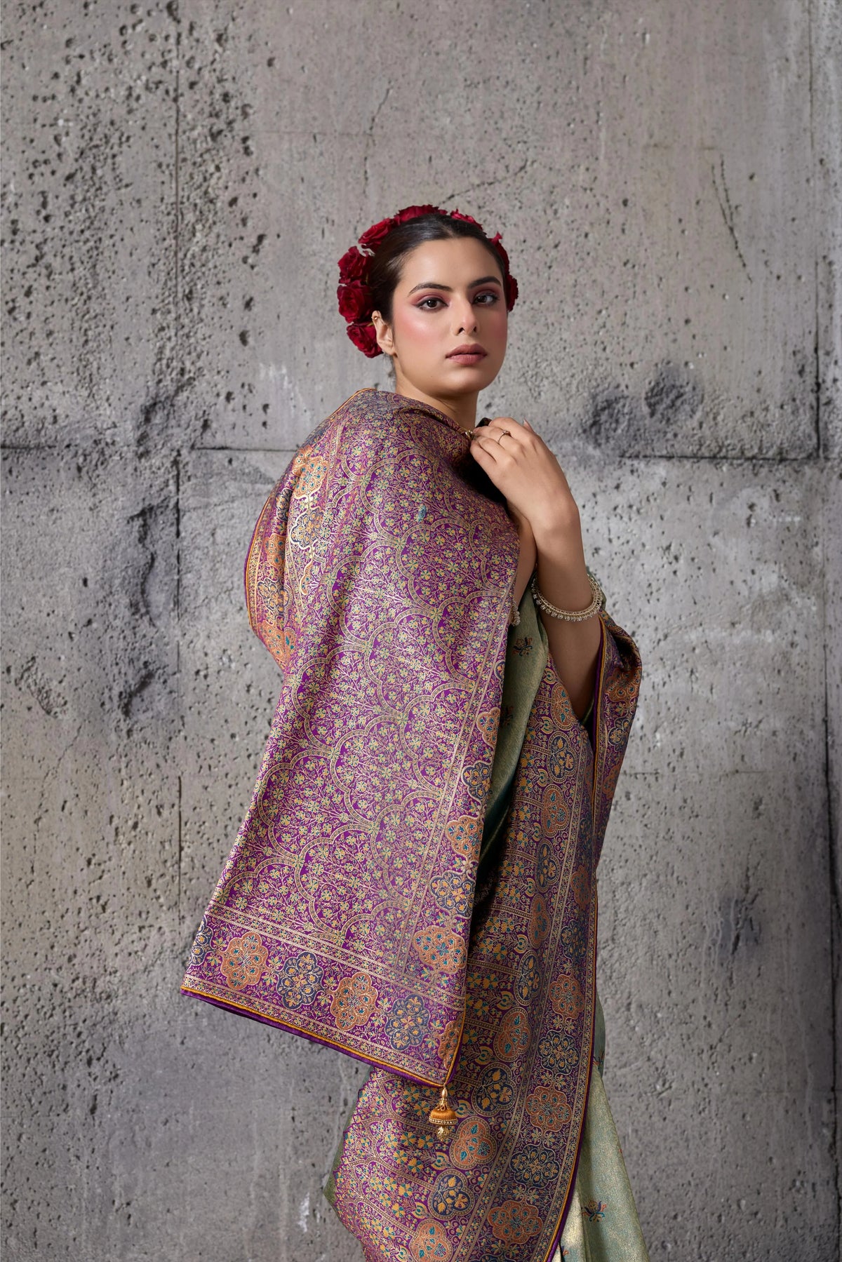 Banarasi Tissue Silk Green Party Wear Weaving Sarees