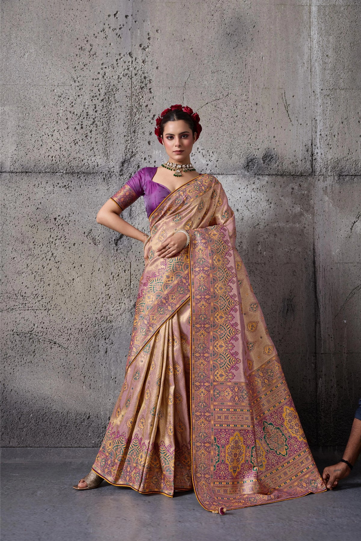 Banarasi Tissue Silk Purple Party Wear Weaving Sarees