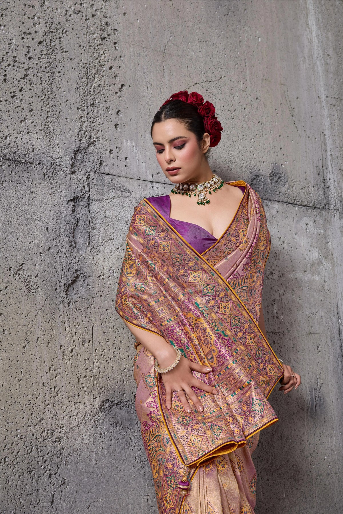Banarasi Tissue Silk Purple Party Wear Weaving Sarees