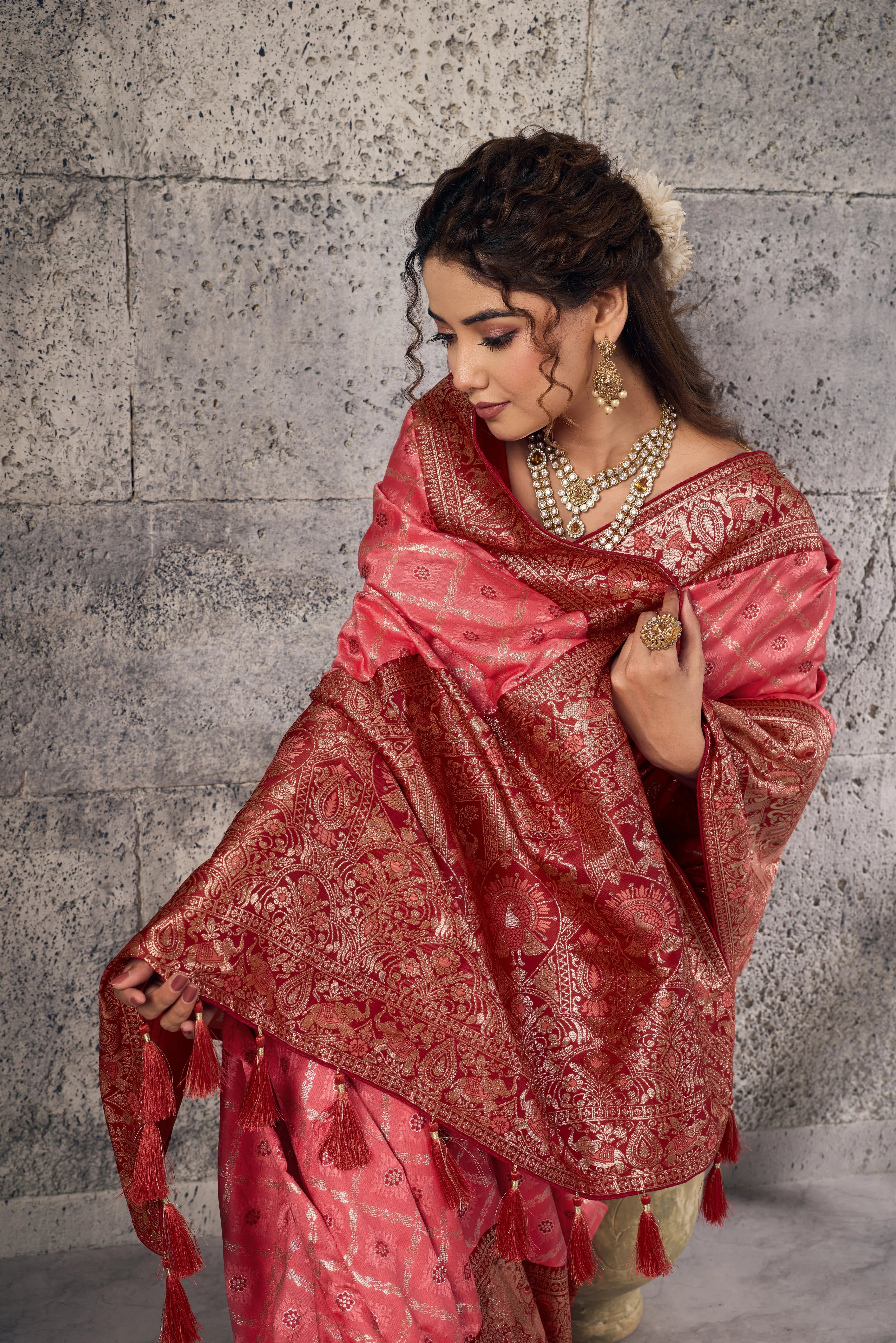 Banarasi Silk Party Wear With Woven Work