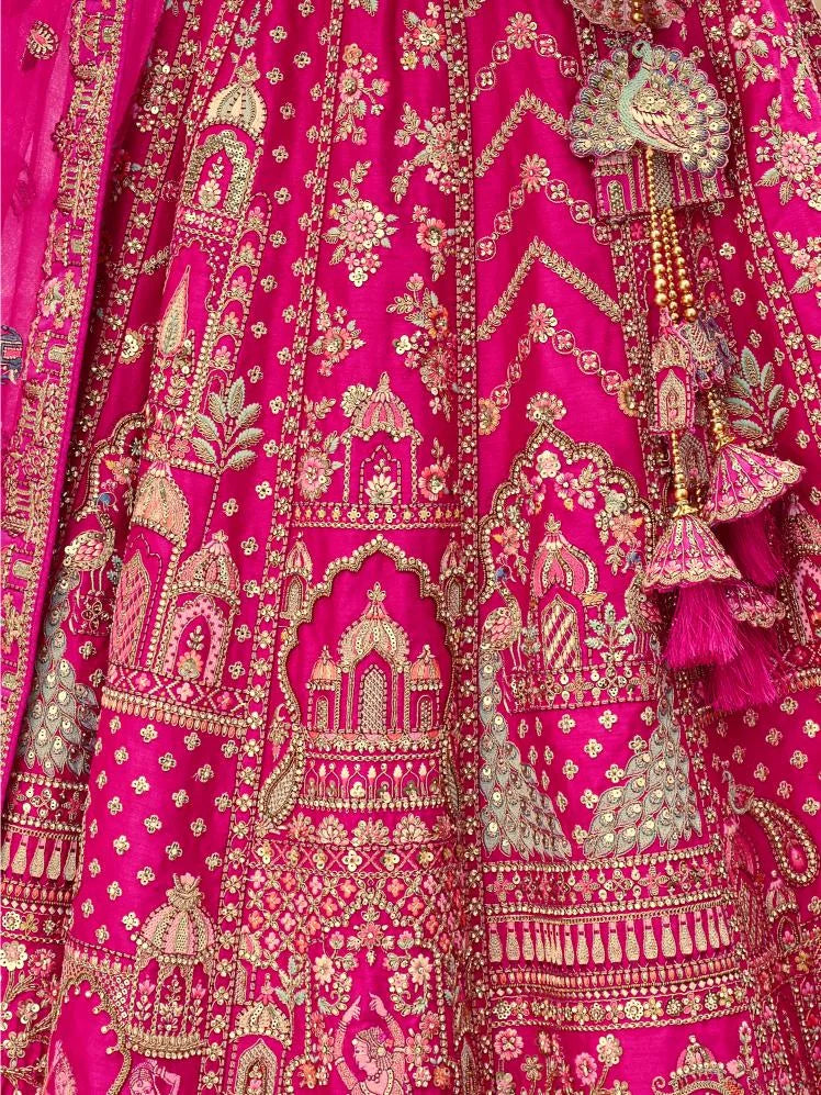 Bridal Silk Wedding Wear Dark Pink With Embroidery Work