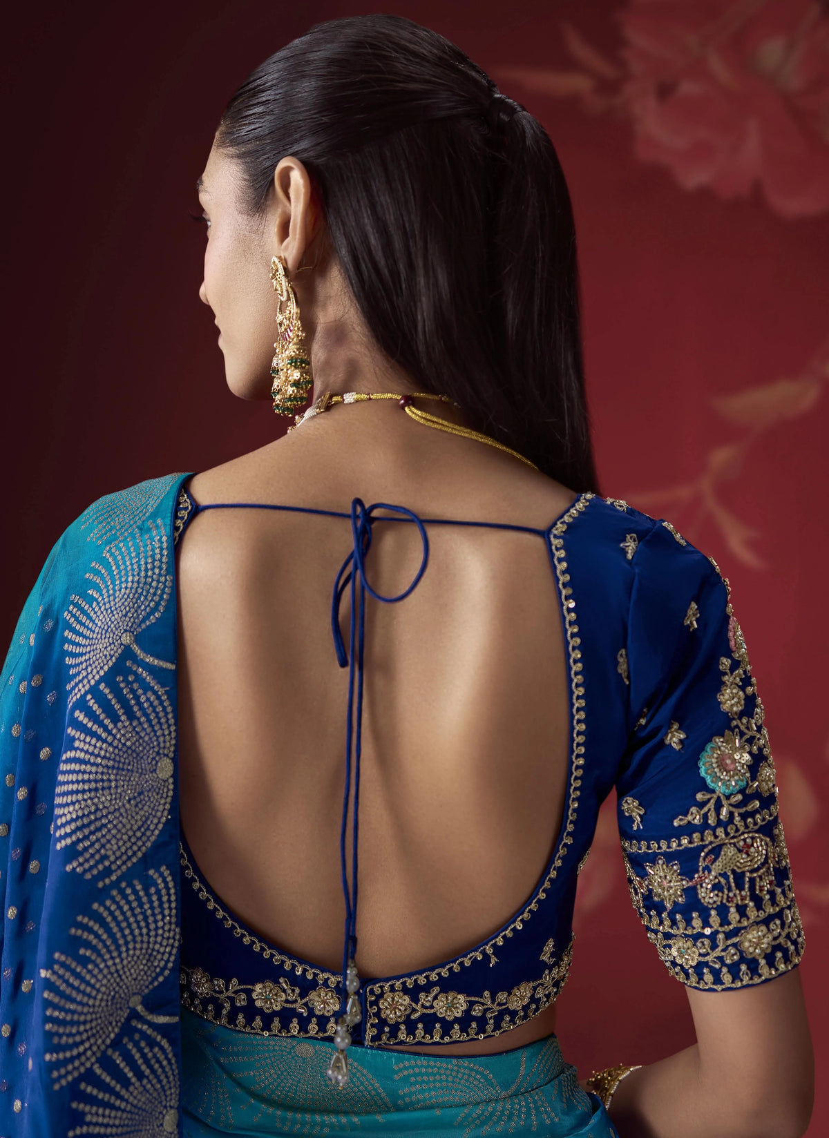 Dola Crape Soft Silk Blue Party Wear Zari Weaving Sarees