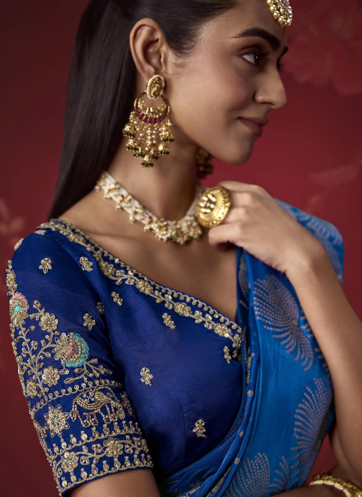 Dola Crape Soft Silk Blue Party Wear Zari Weaving Sarees