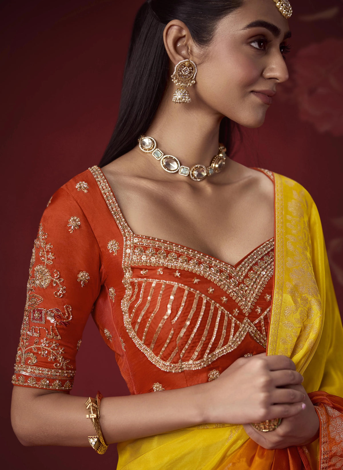 Dola Crape Soft Silk Yellow Party Wear Zari Weaving Sarees