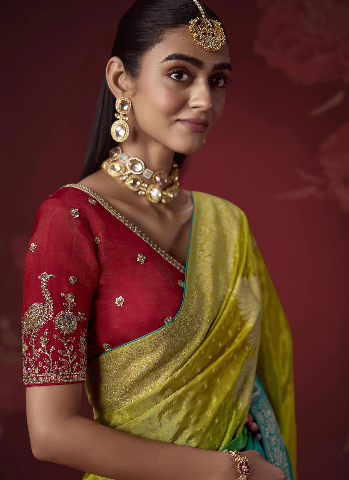 Dola Crape Soft Silk Parrot Party Wear Zari Weaving Sarees