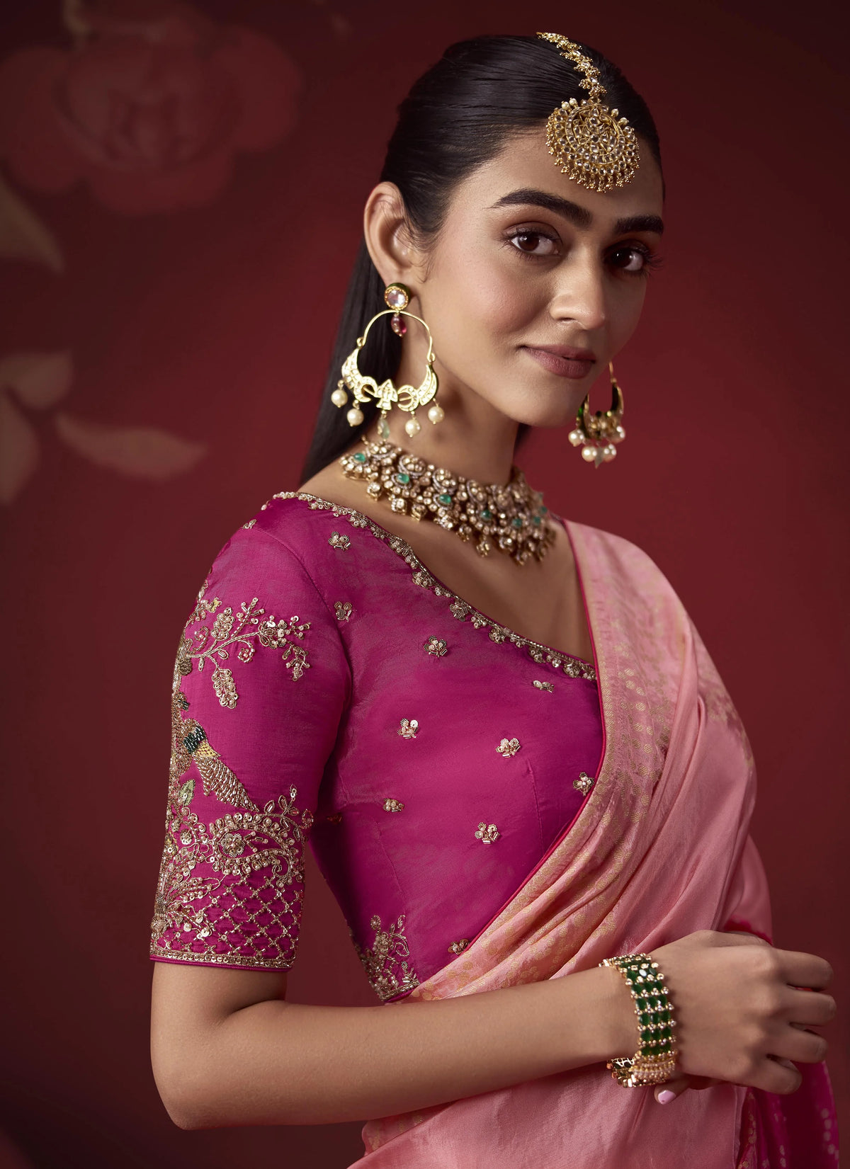 Dola Crape Soft Silk Light Pink Party Wear Zari Weaving Sarees