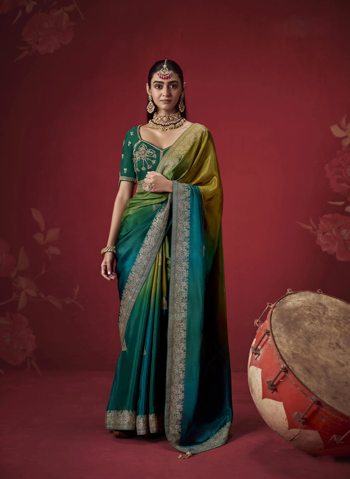 Dola Crape Soft Silk Teal Party Wear Zari Weaving Sarees