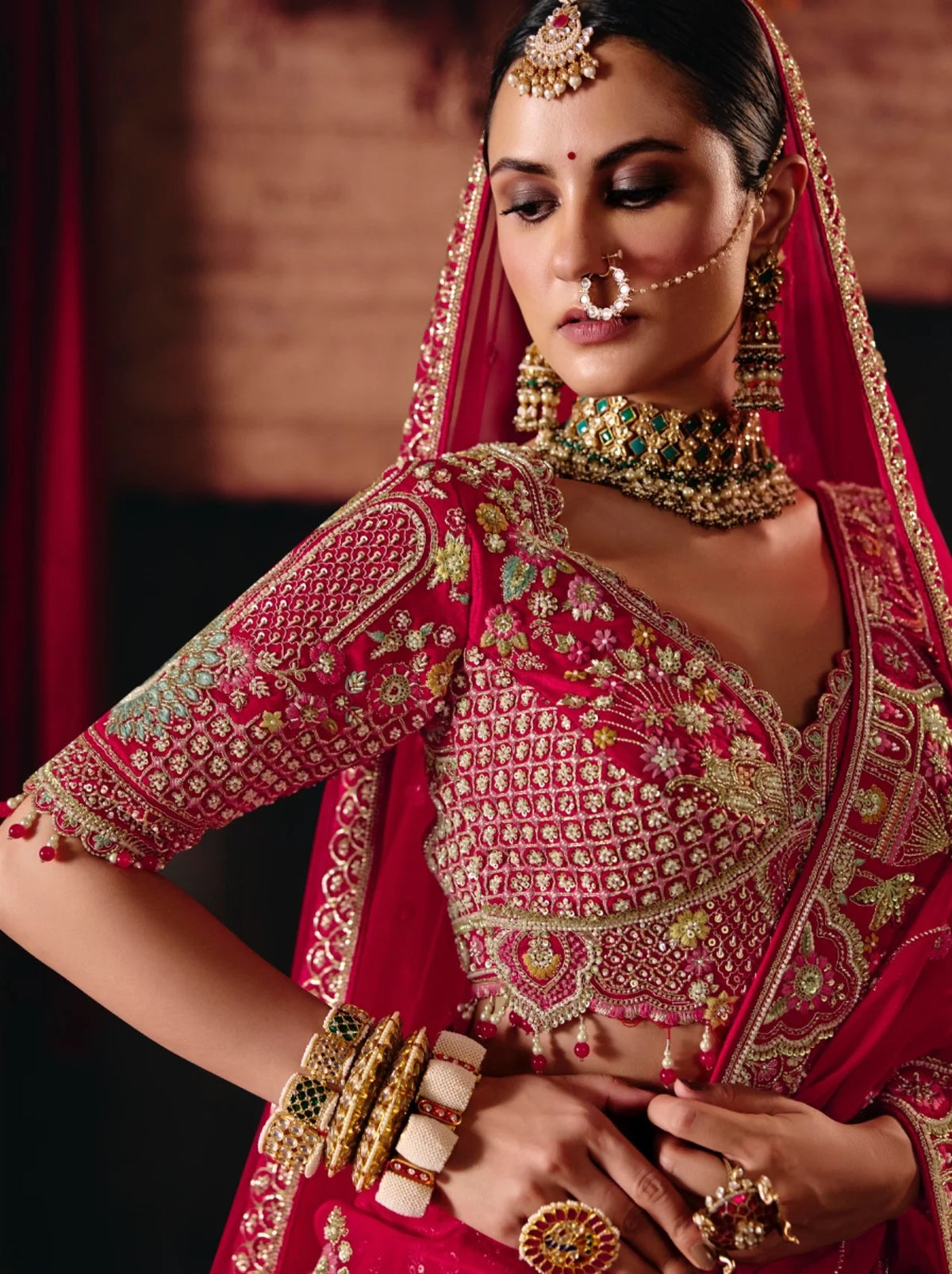 Premium Silk Bridal Wear Red Heavy Work Lehengas